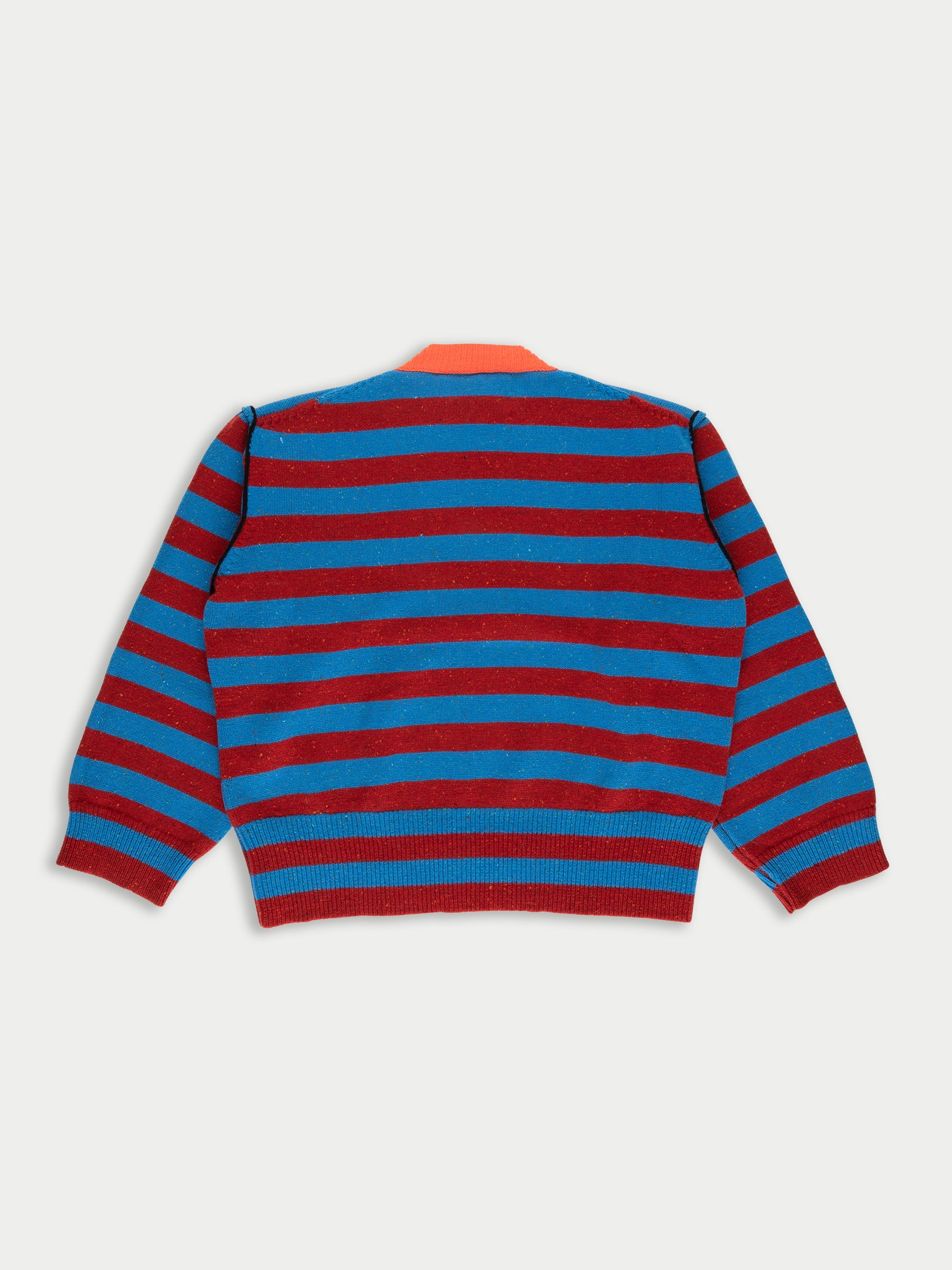 LESLIE Unisex Loose Fit Striped Sweater - Blue / Red