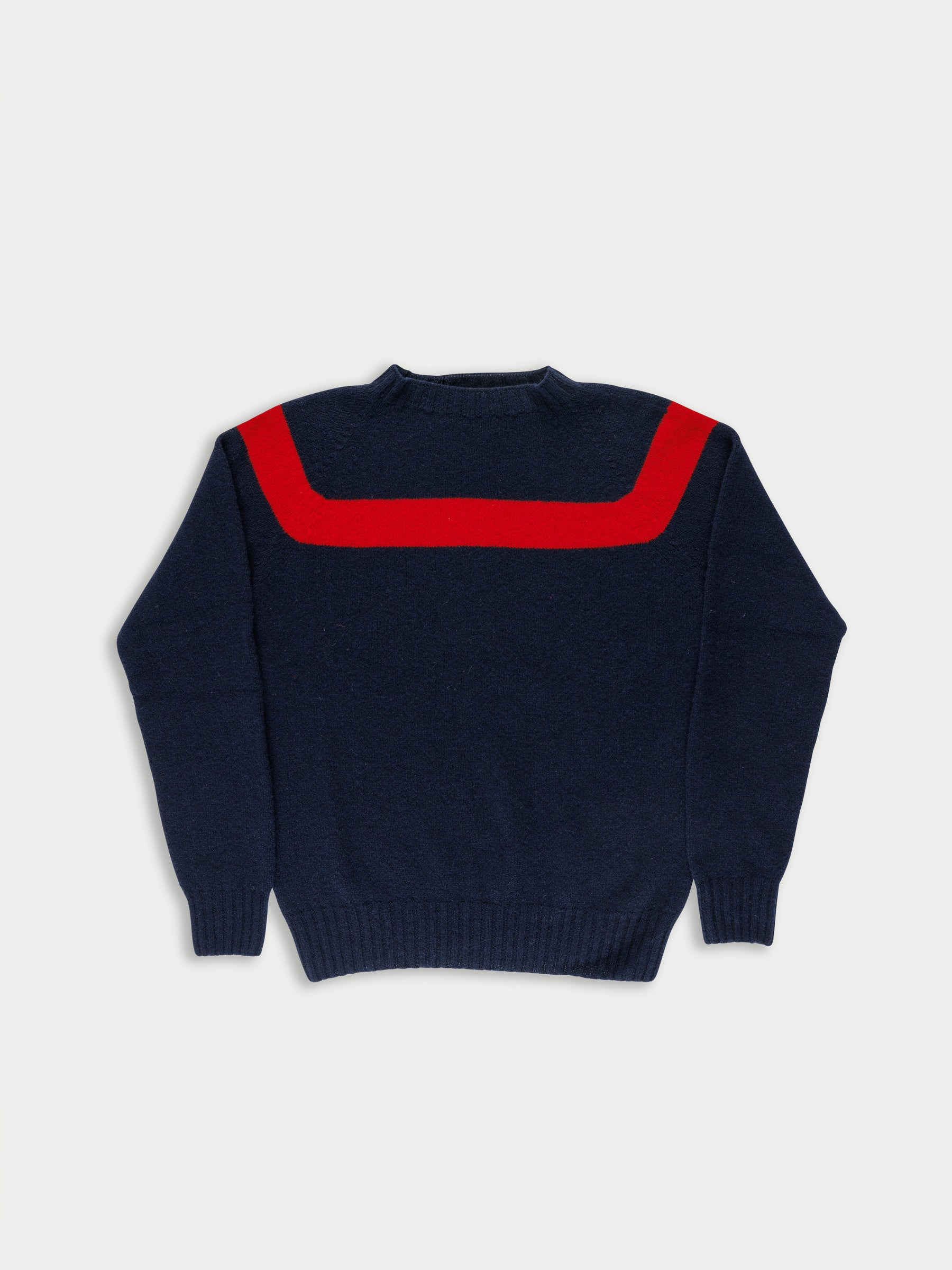 OSSIE traditional Seam Free Sweater With Placed Graphic Yoke Design - Navy / Red