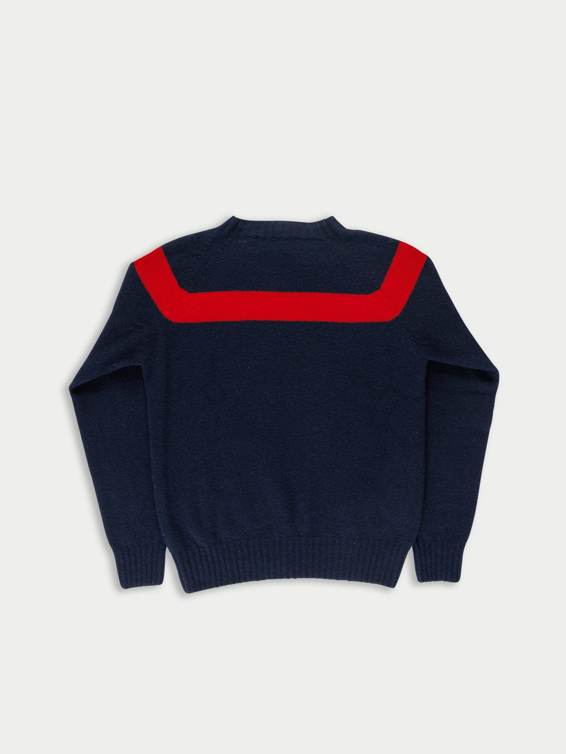 OSSIE traditional Seam Free Sweater With Placed Graphic Yoke Design - Navy / Red