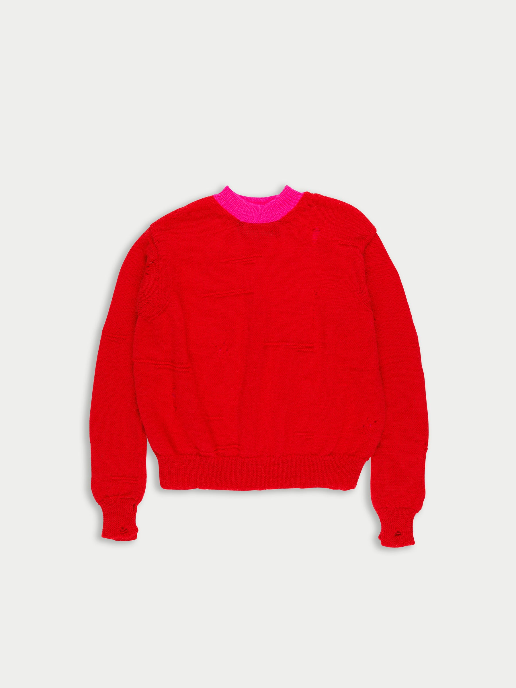 MILLIE Crew Neck Sweater - Red / Neon pink