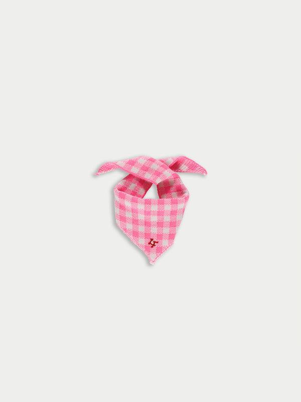 LIVA Gingham Knitted Scarf - Neon Pink/White