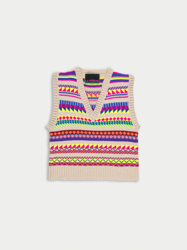 KEATON Multicolour Neon Fairies V neck Vest - Multico