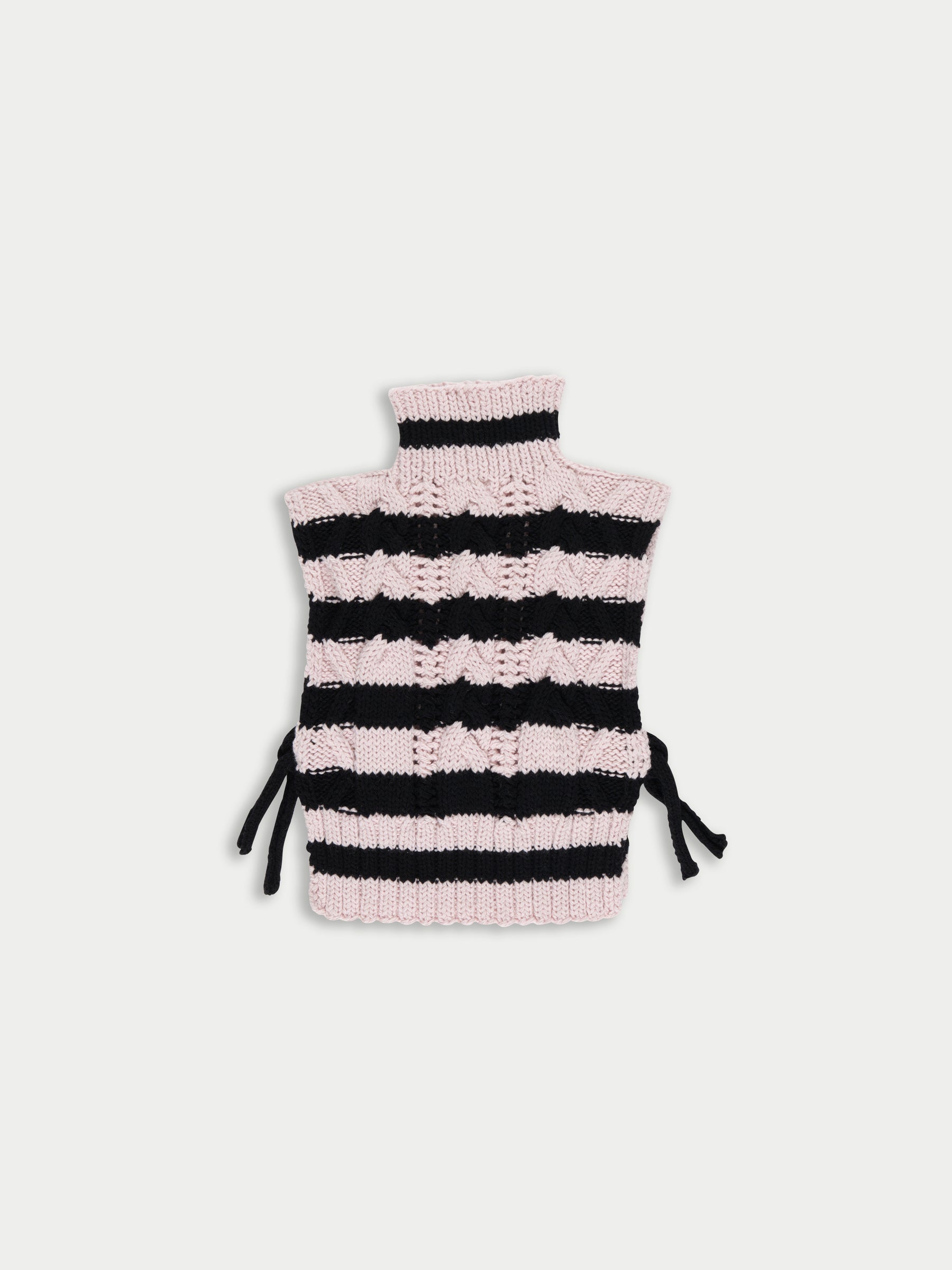 POSY Striped Cable Knit Vest - Pale Pink / Black