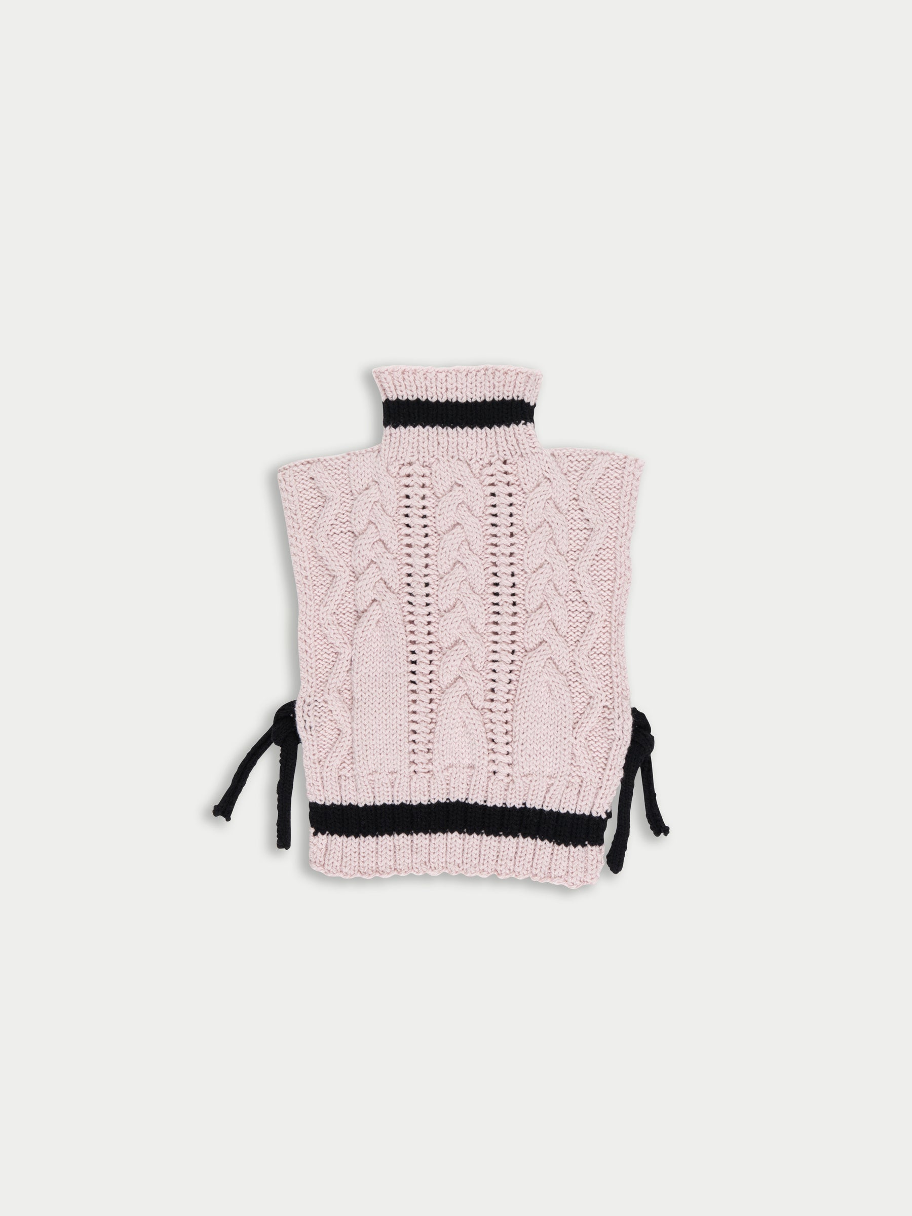 POSY Striped Cable Knit Vest - Pale Pink / Black
