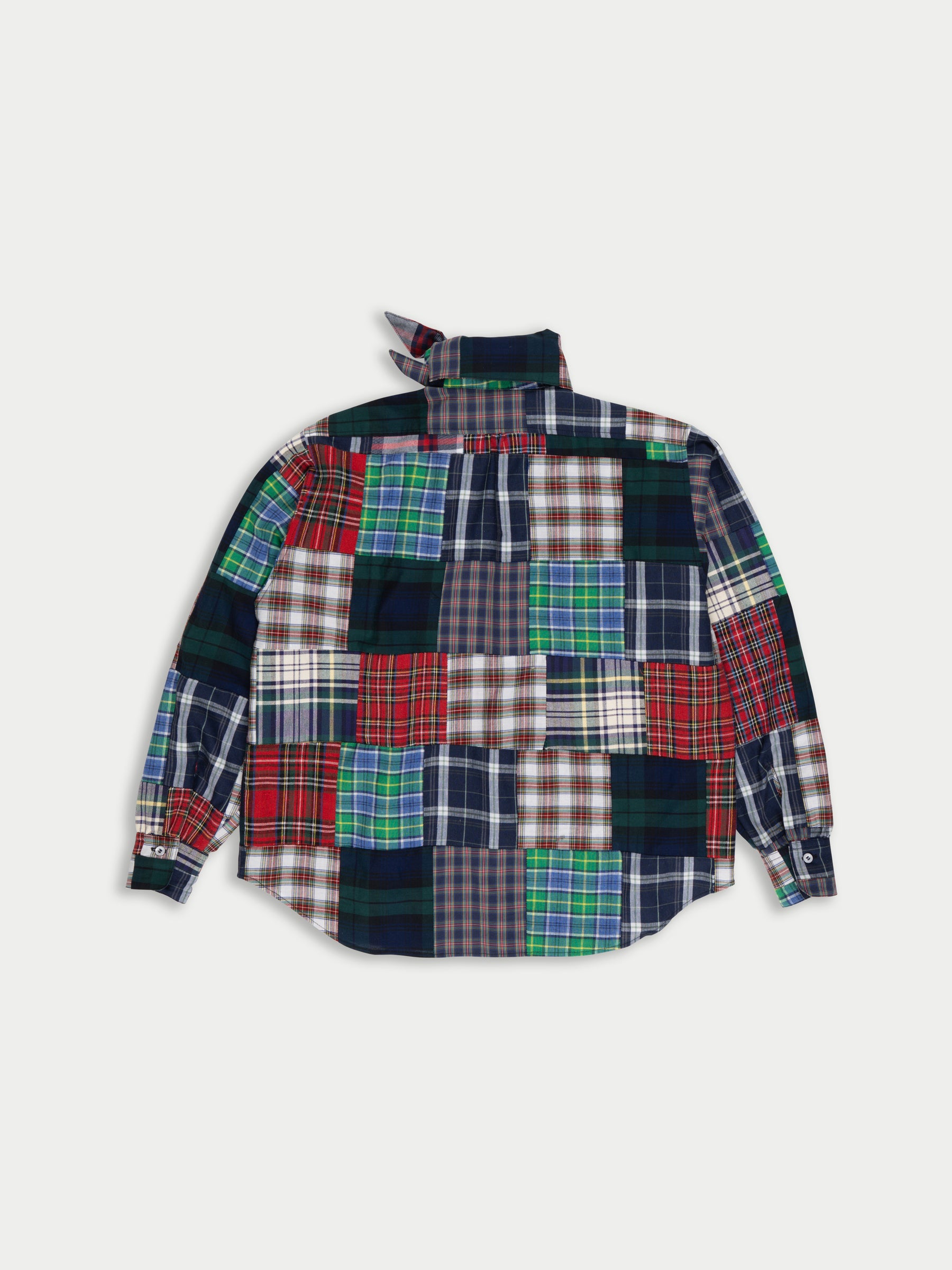 NUSCH Patchwork Tartan Neck Tie Blouse - Tartan Patchwork