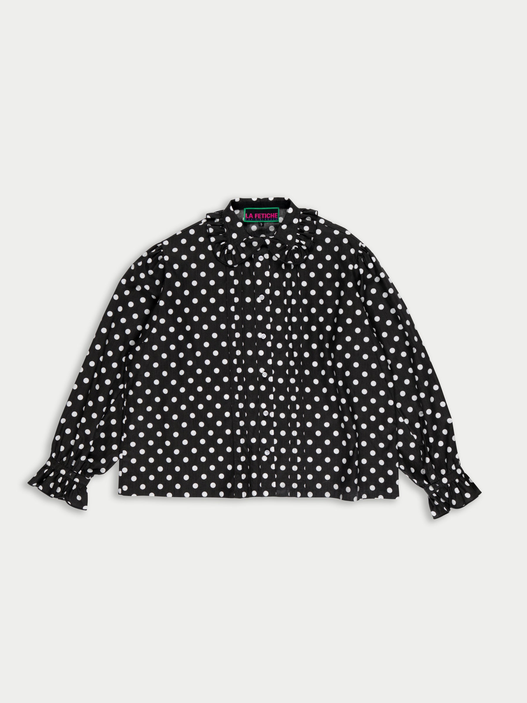 JANE Spot Printed Cotton Blouse - Black / White