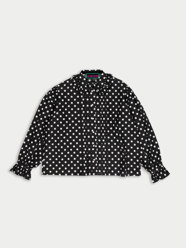 JANE Spot Printed Cotton Blouse - Black / White