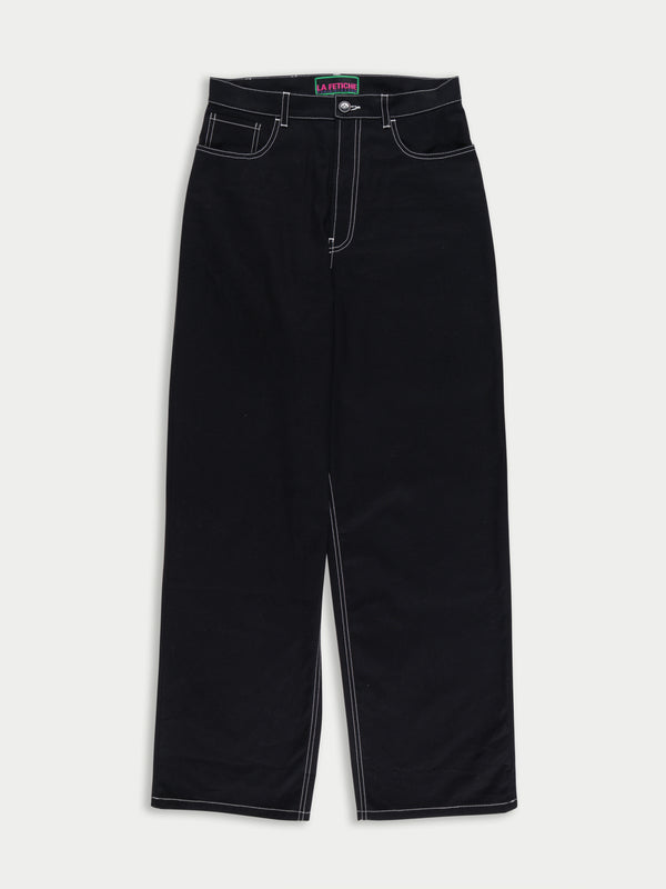 JUERGEN Contrast Stitch Boyfriend Jean - Black