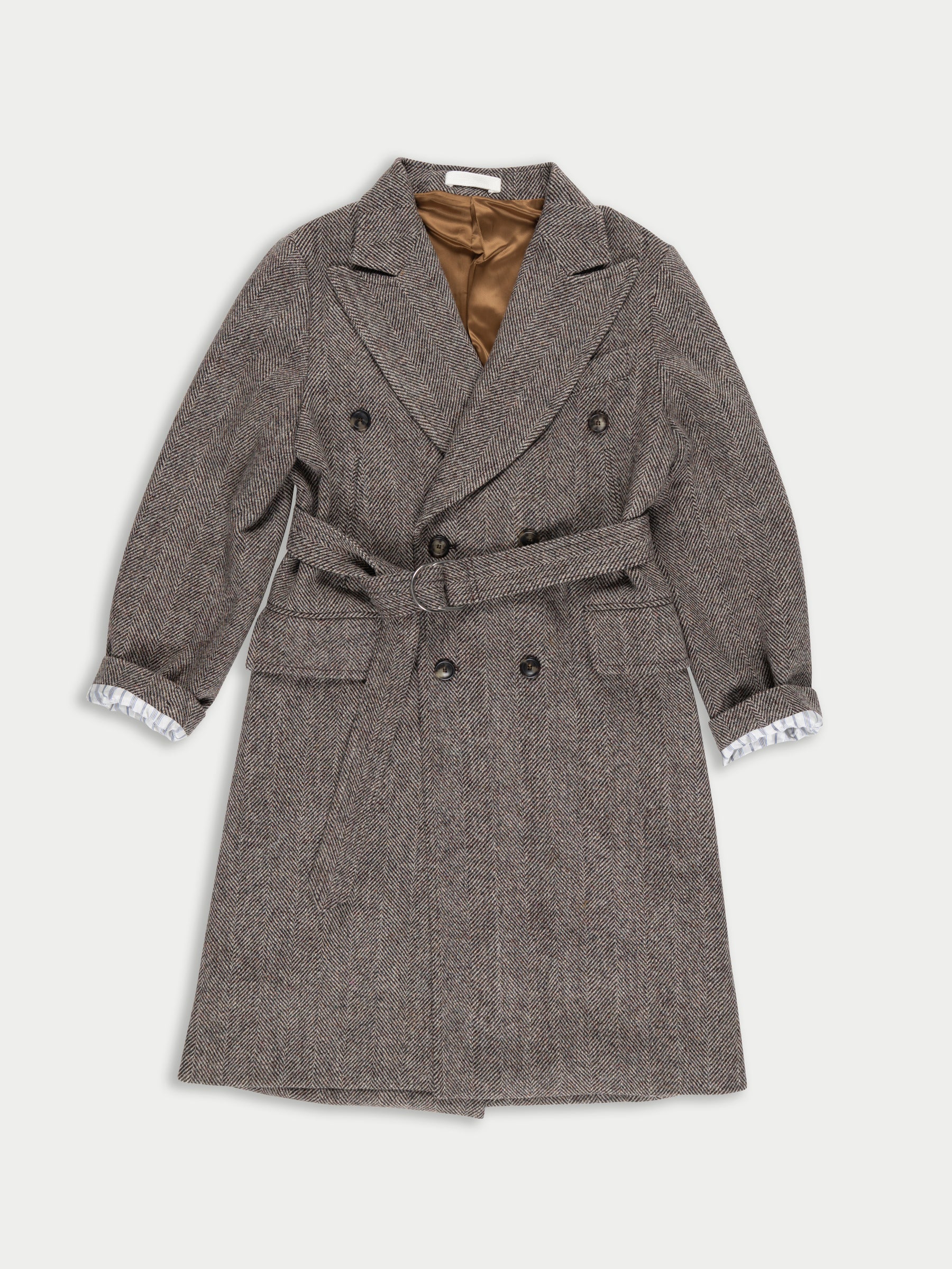 MAX Menswear Styled Overcoat - Brown Herringbone