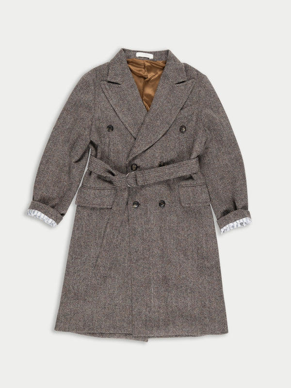 MAX Menswear Styled Overcoat - Brown Herringbone