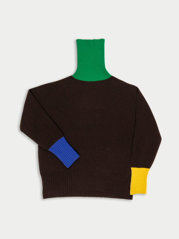 RUDI X Oversized Seam-Free Polo Sweater - Dark Brown