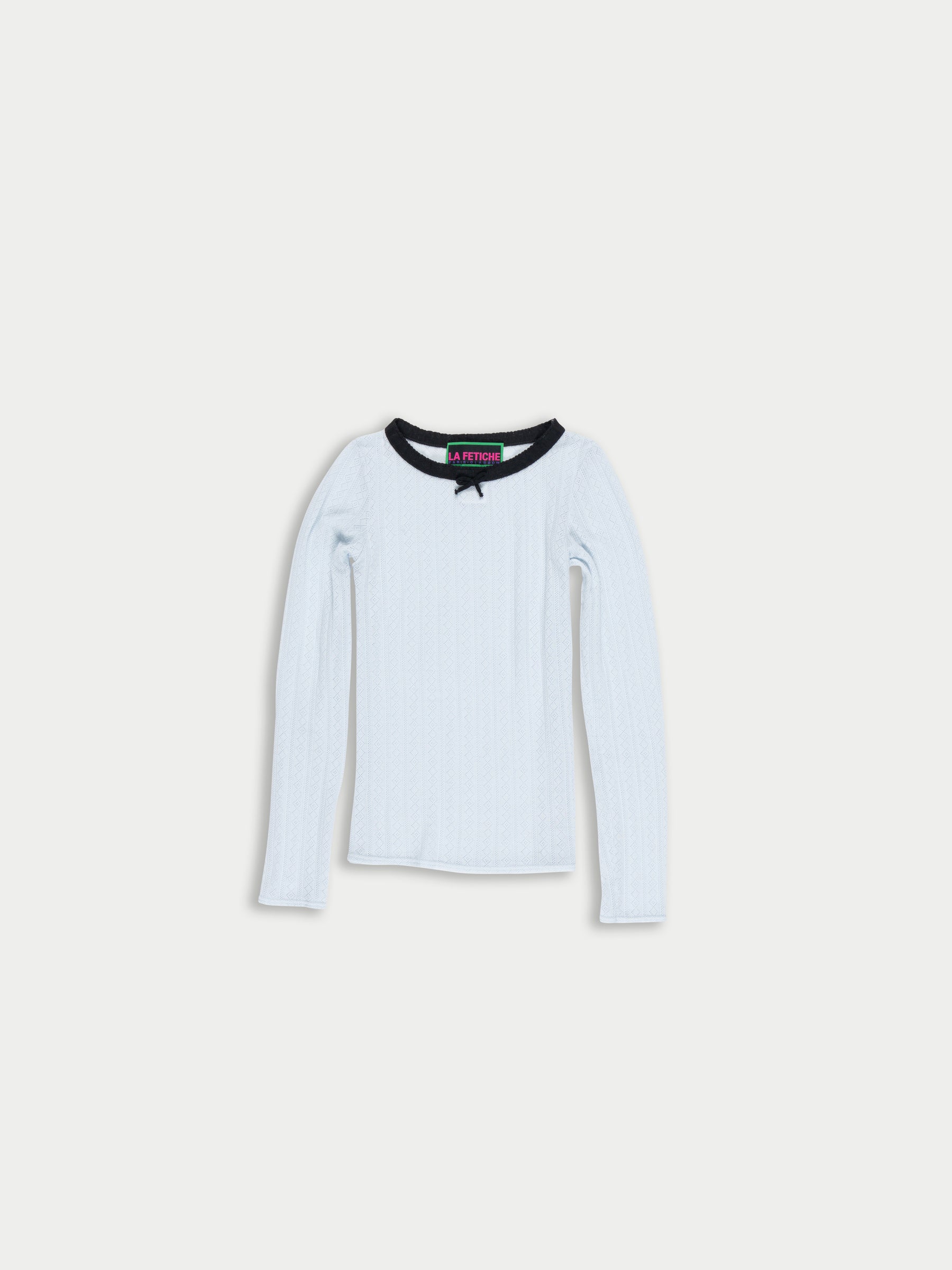 JACKIE Fine Weight Pointelle Top - Light Blue