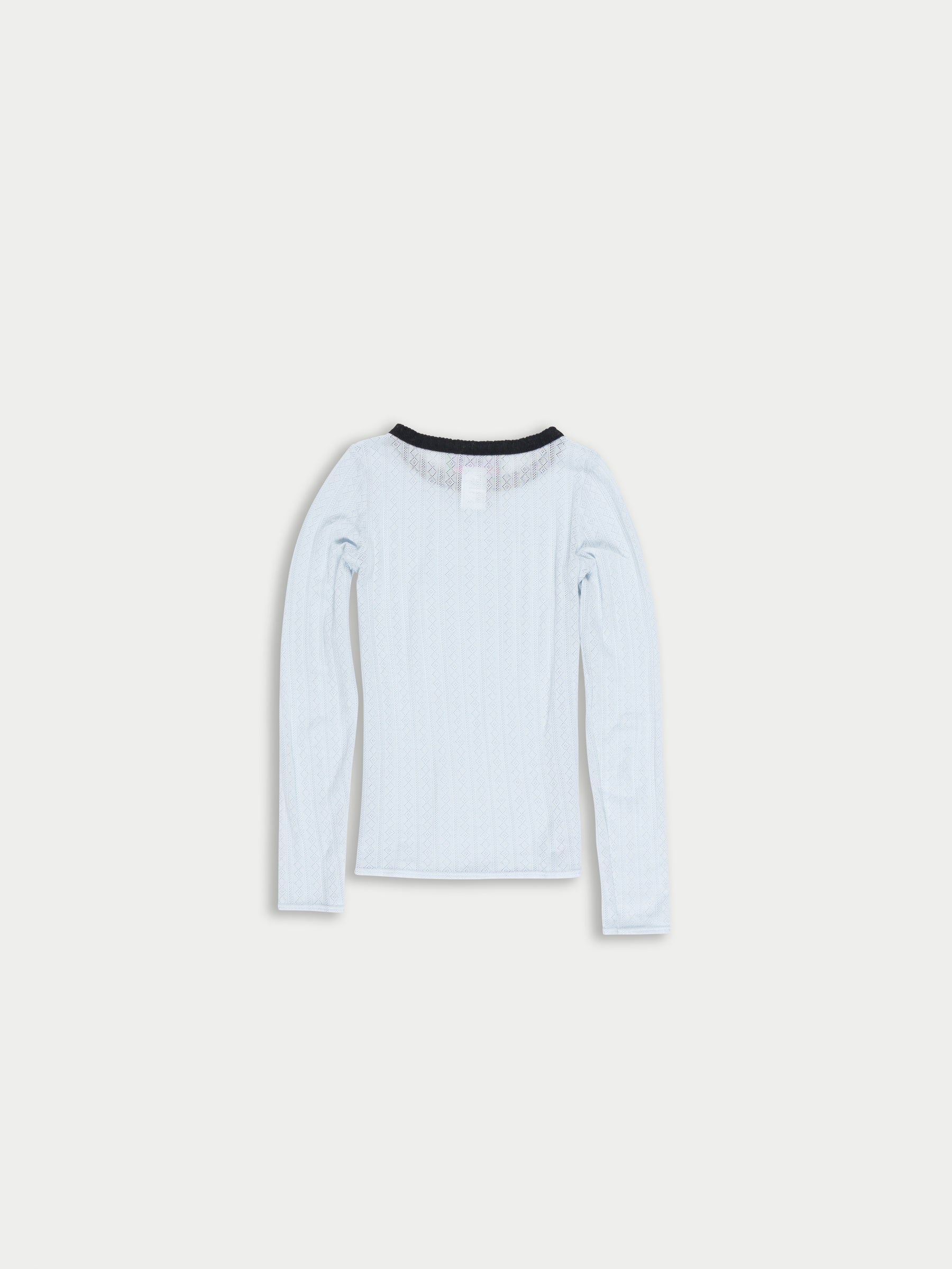 JACKIE Fine Weight Pointelle Top - Light Blue