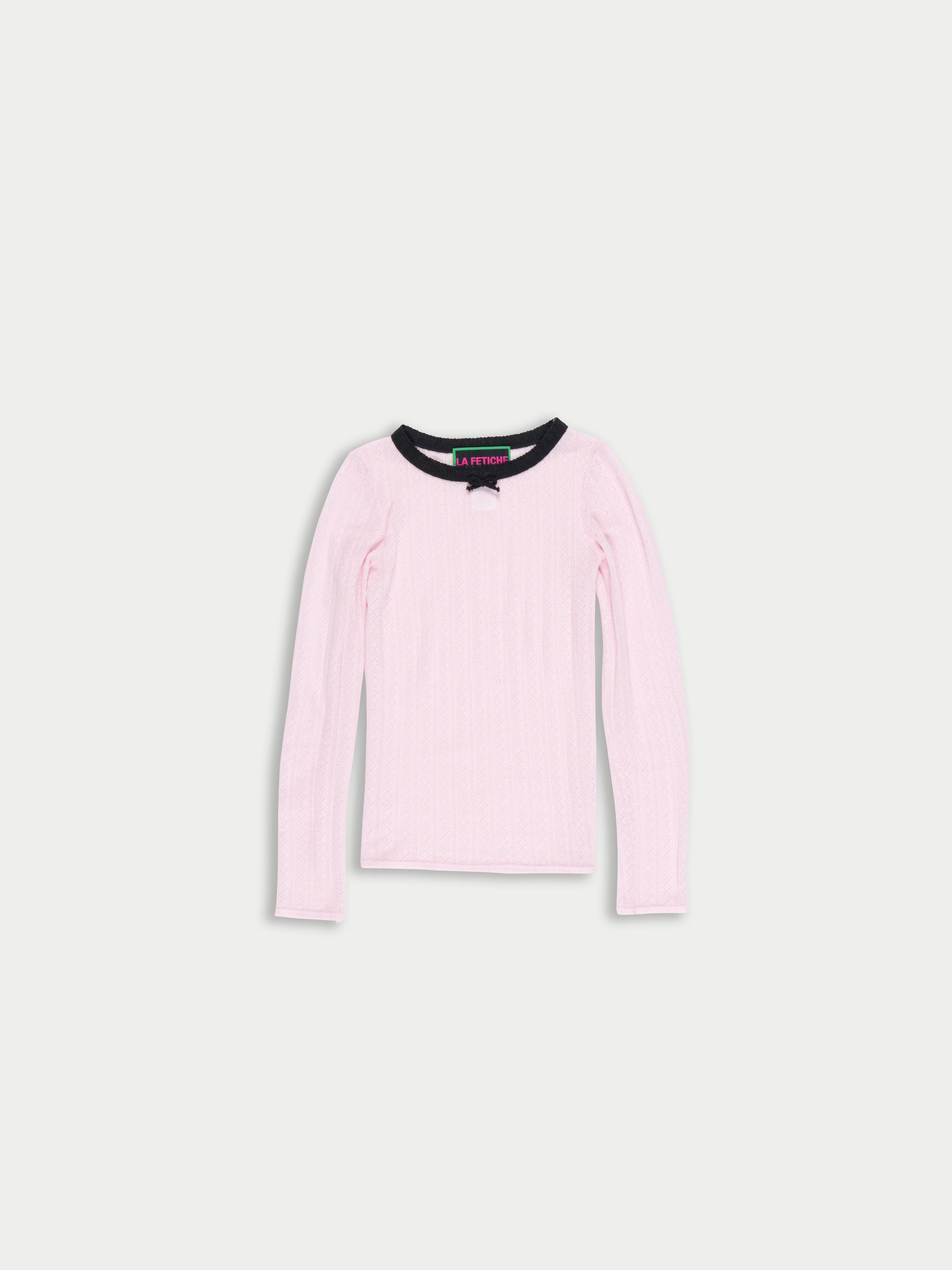 JACKIE Fine Weight Pointelle Top - Pale Pink