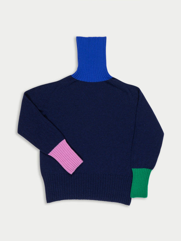RUDI X Oversized Seam-Free Polo Sweater - Navy