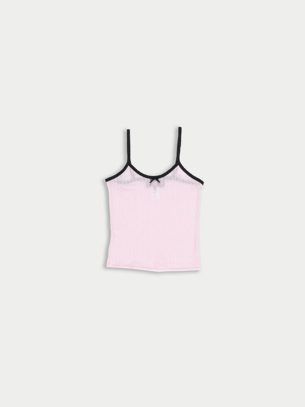 JADE Fine Weight Pointelle Vest Top - Pale Pink