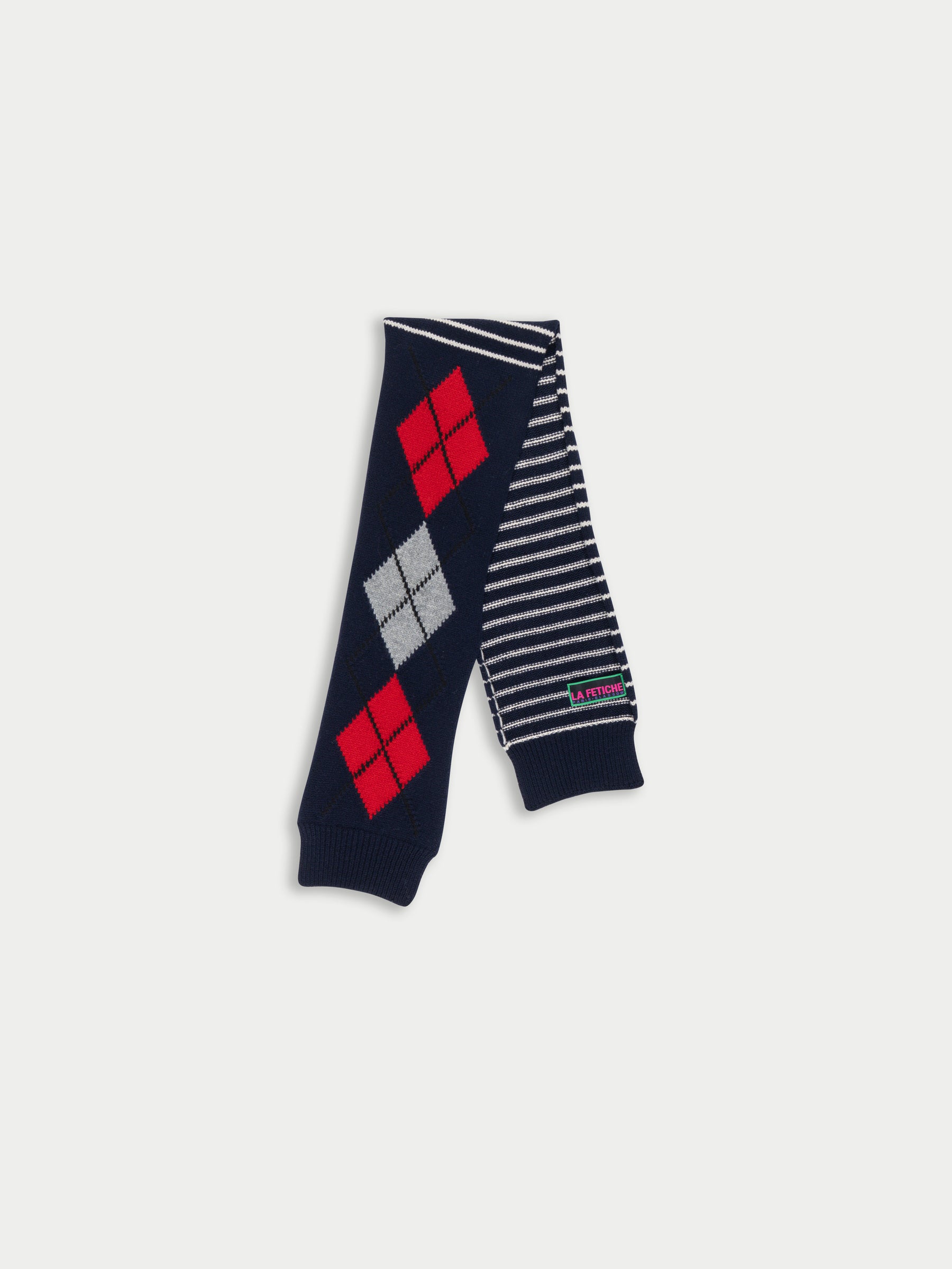 ETTY Argyle Striped Scarf - Navy/ Red