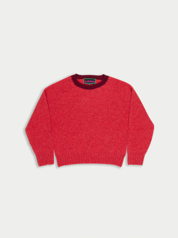 FIFI Crew Neck Shetland Sweater - Coral
