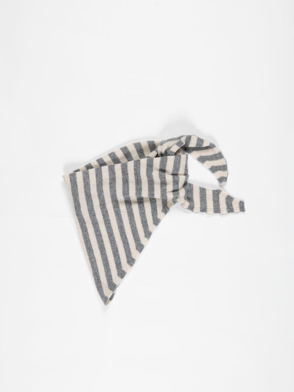 LIVA X Striped Triangle Scarf - Ecru / Grey