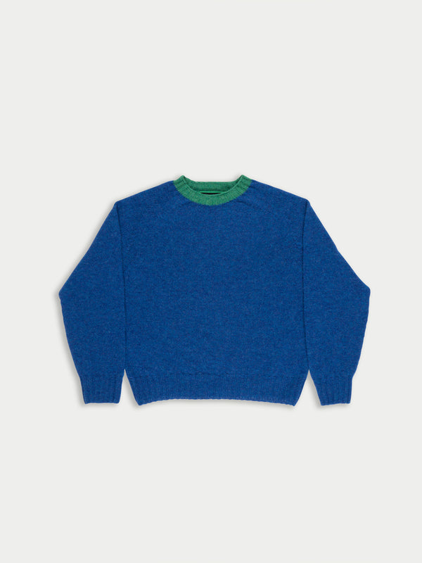 FIFI Crew Neck Shetland Sweater - Blue