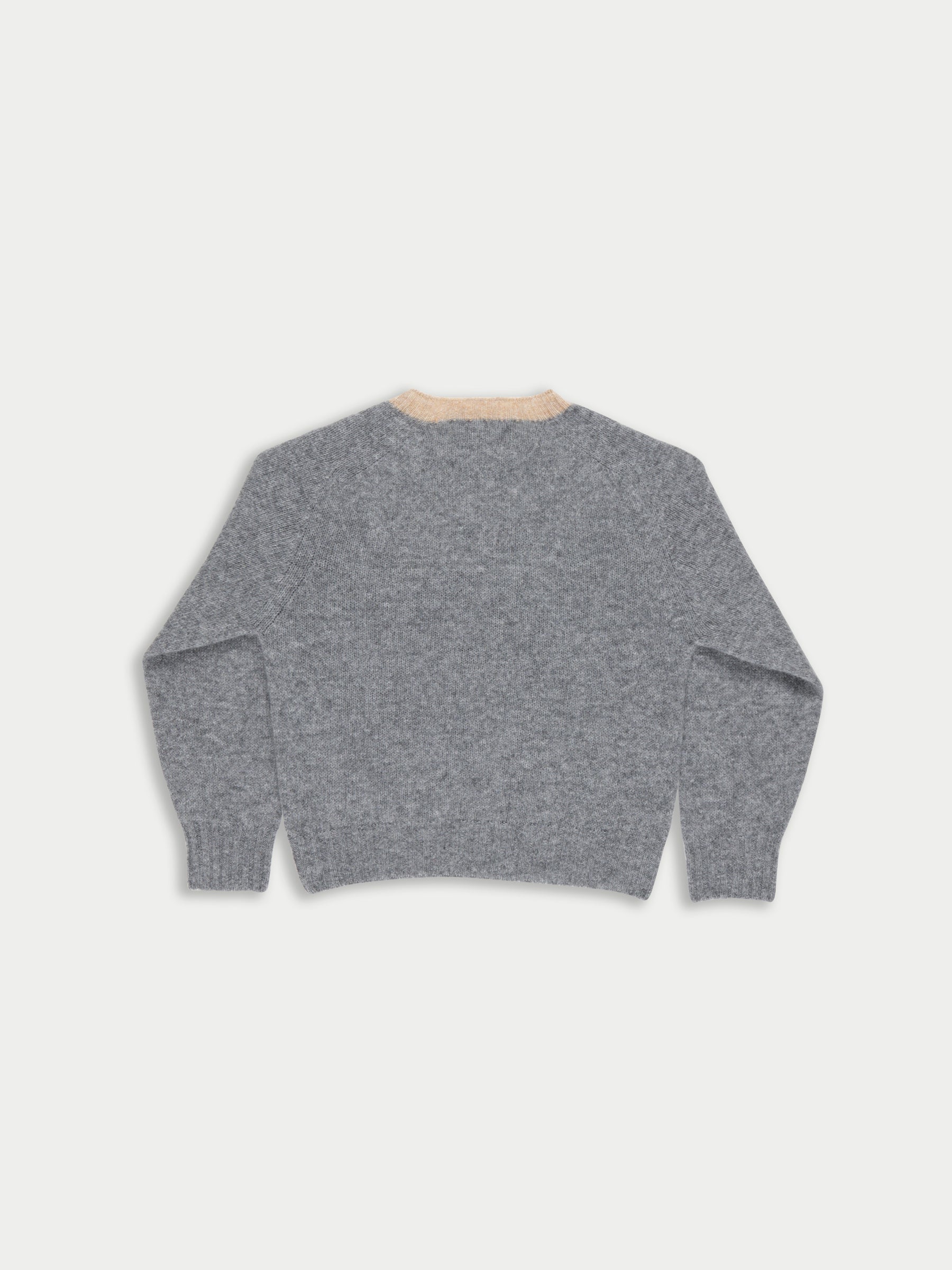 FIFI Crew Neck Shetland Sweater - Grey / Beige