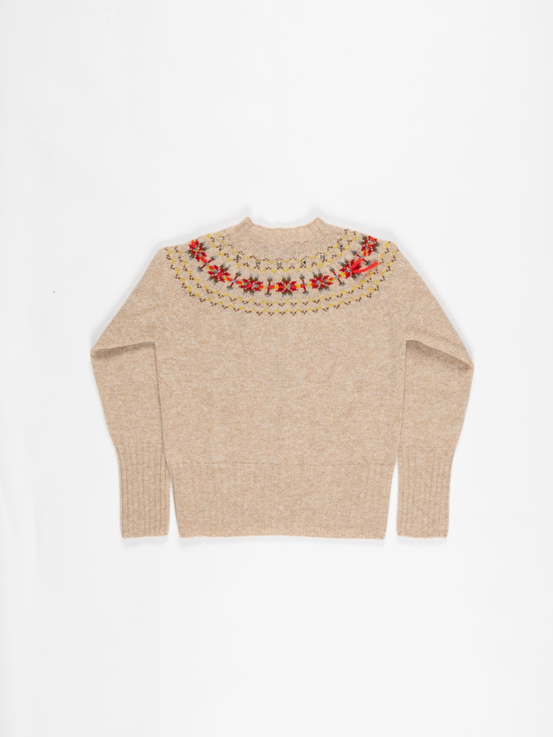 BARBARA Traditional Crafted Fairisle Sweater - Ecru