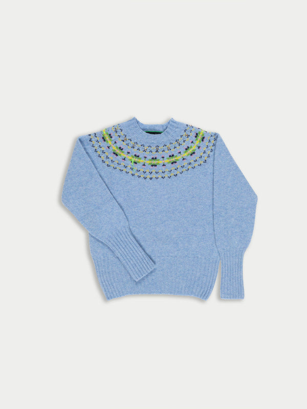 BARBARA Fairisle Shetland Sweater - Light Blue