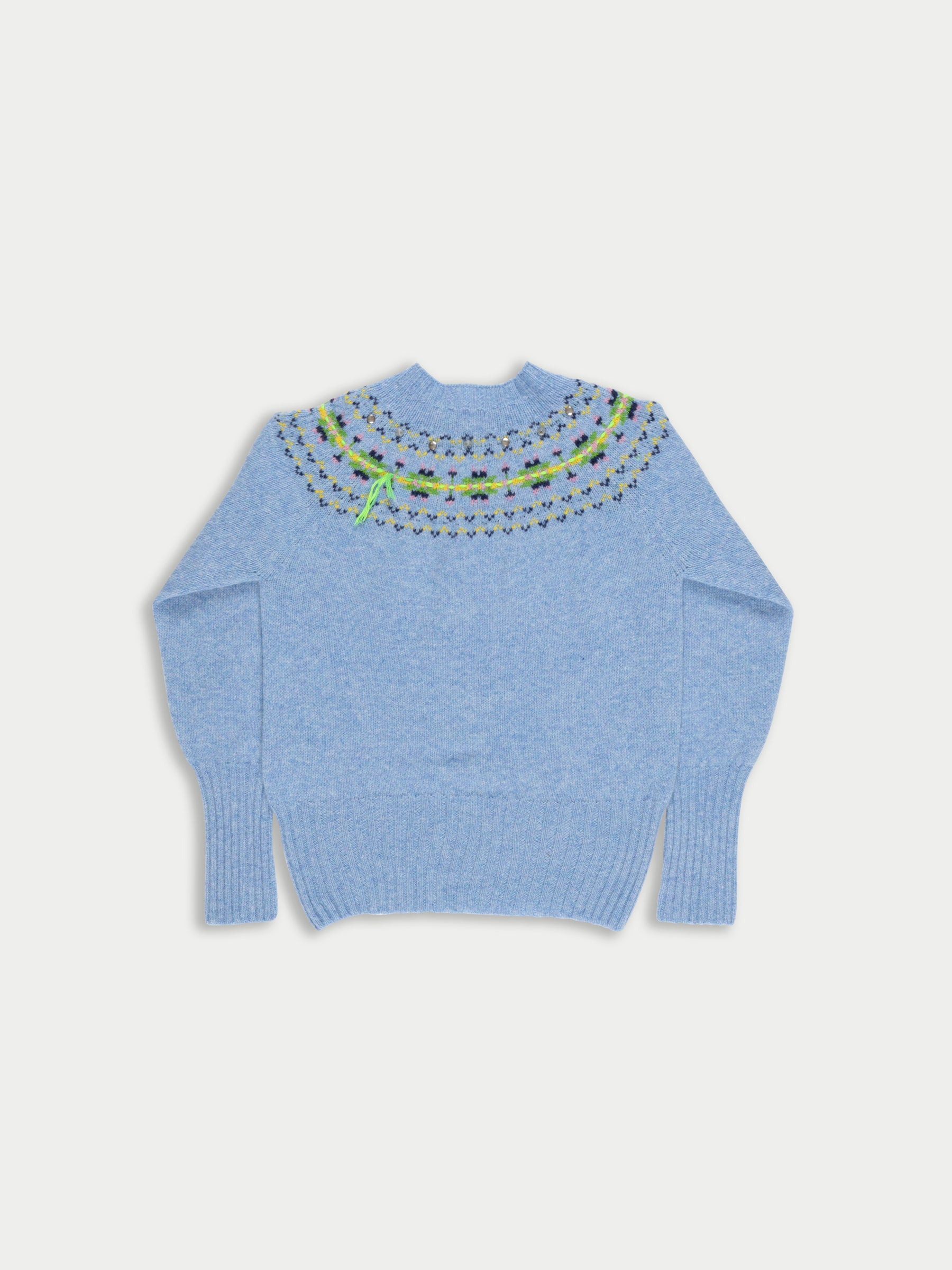 BARBARA Fairisle Shetland Sweater - Light Blue