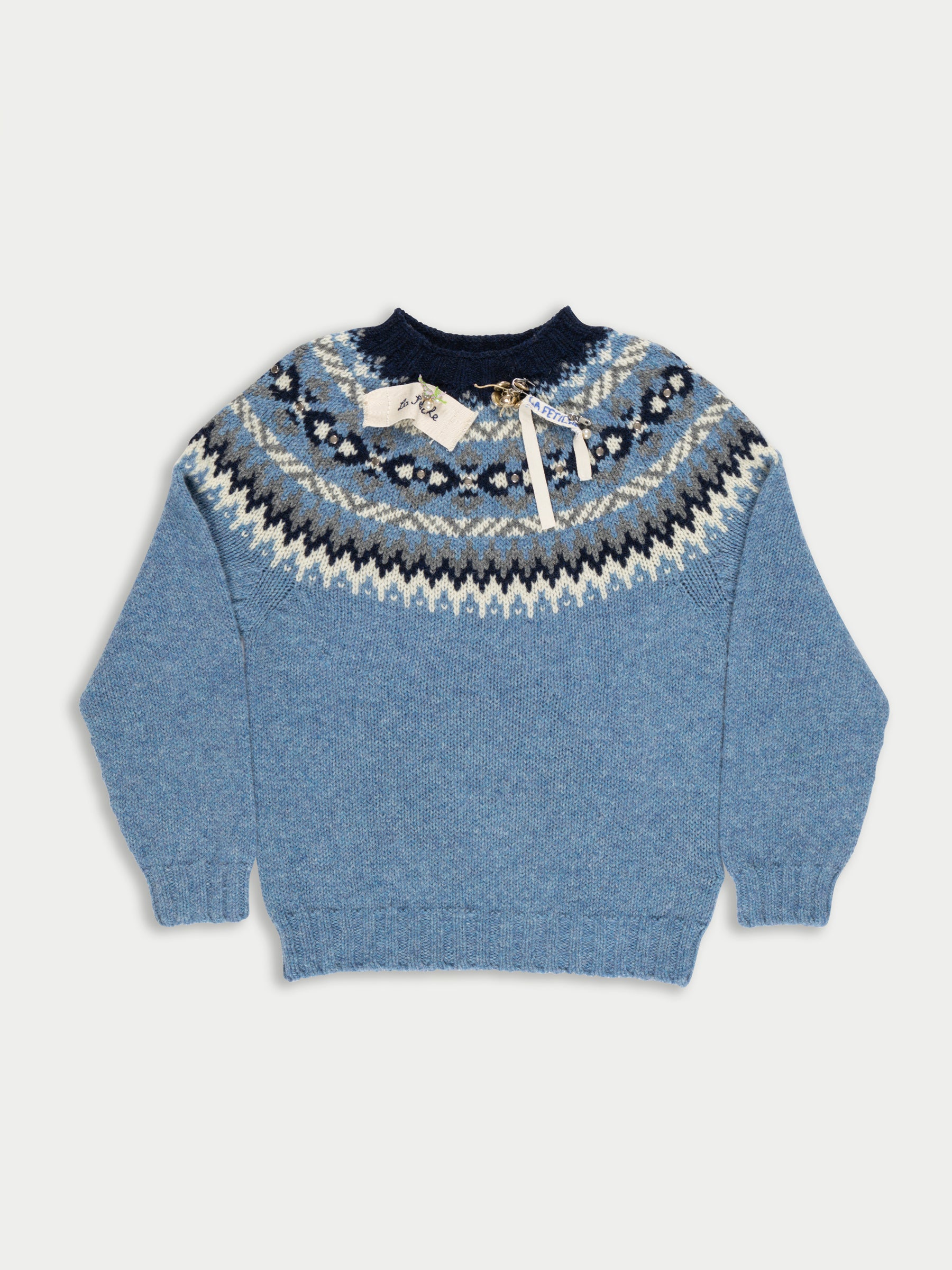 ARI Chunky Fairisle Sweater - Light Blue