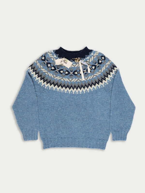 ARI Chunky Fairisle Sweater - Light Blue