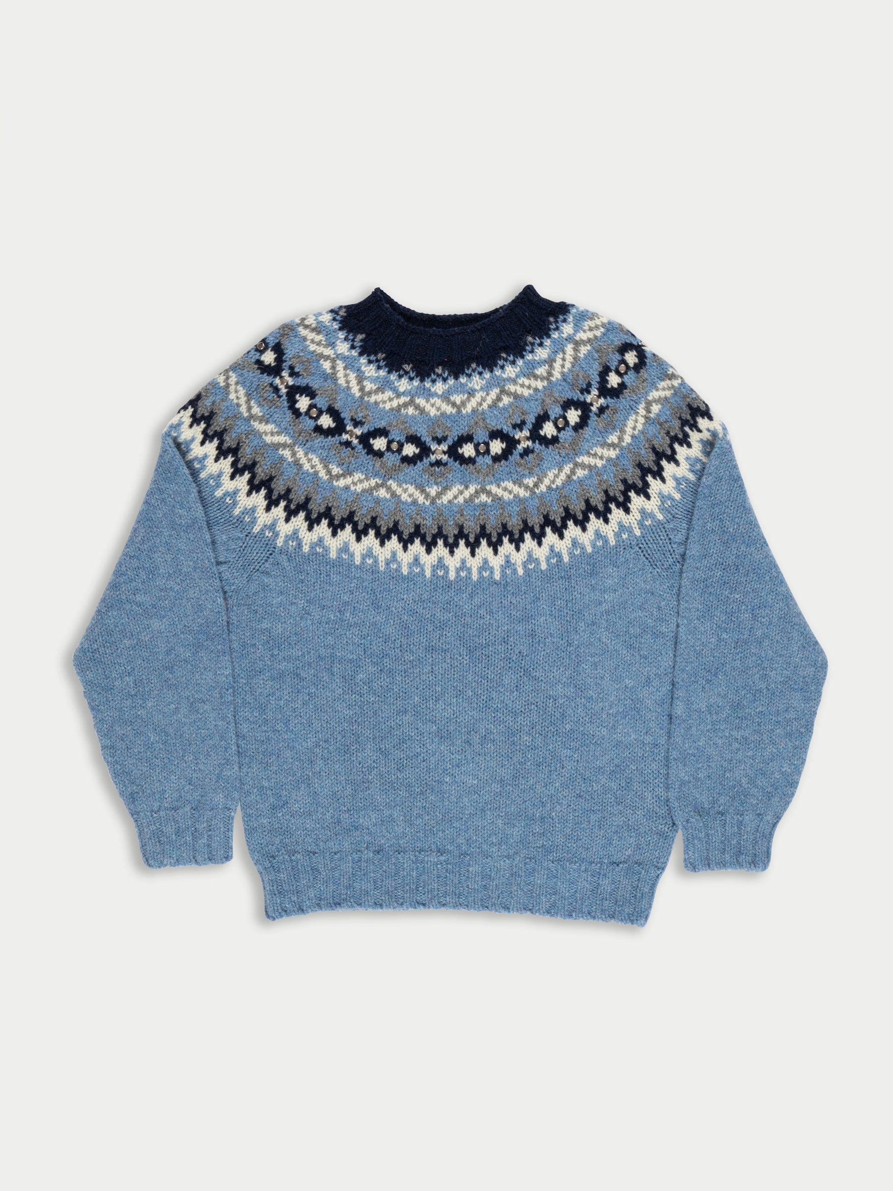 ARI Chunky Fairisle Sweater - Light Blue
