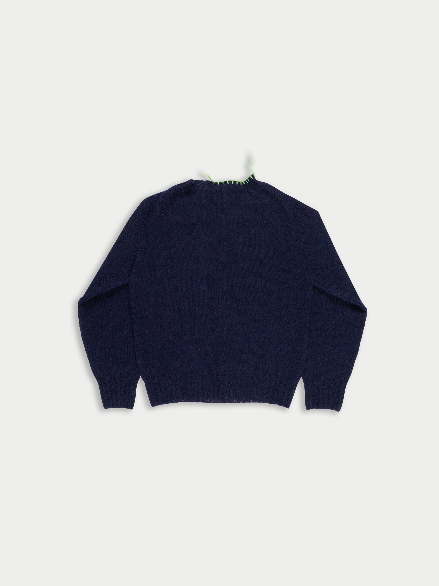ERIN Crew Neck Shetland Cardigan - Navy
