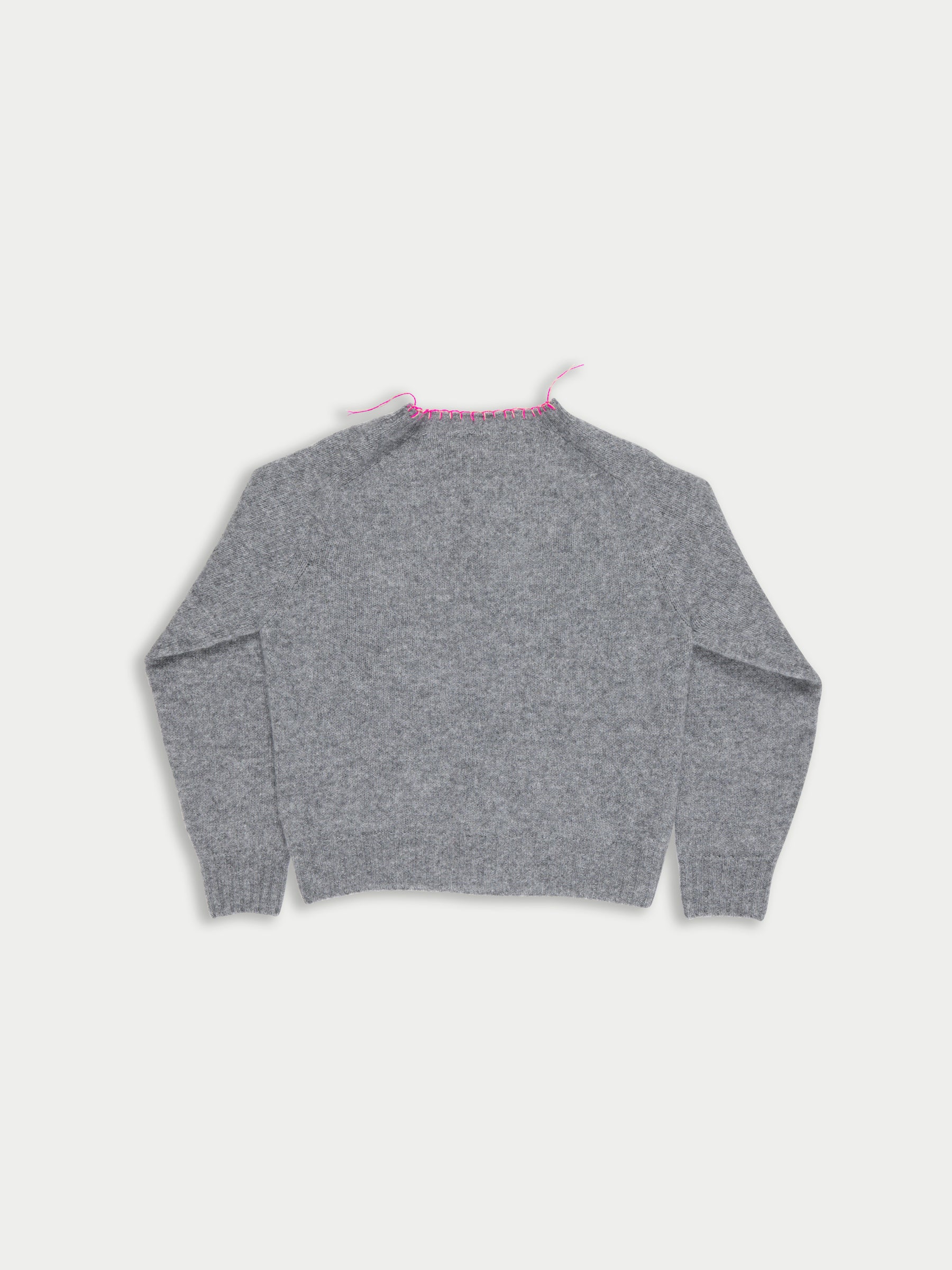 SANDI Embellished Crew Neck Shetland Cardigan - Grey