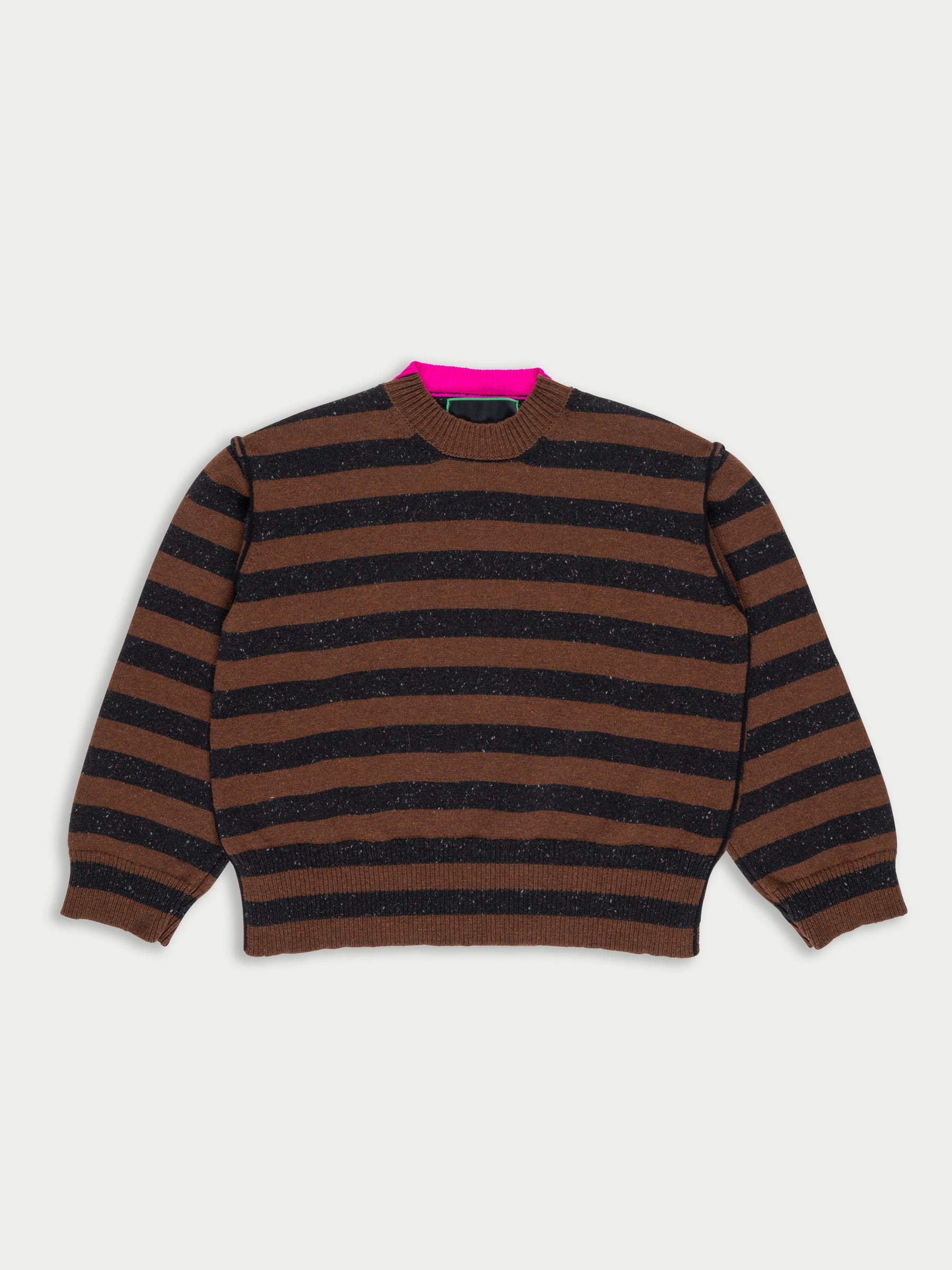 LESLIE Unisex Loose Fit Striped Sweater- Brown/ Black