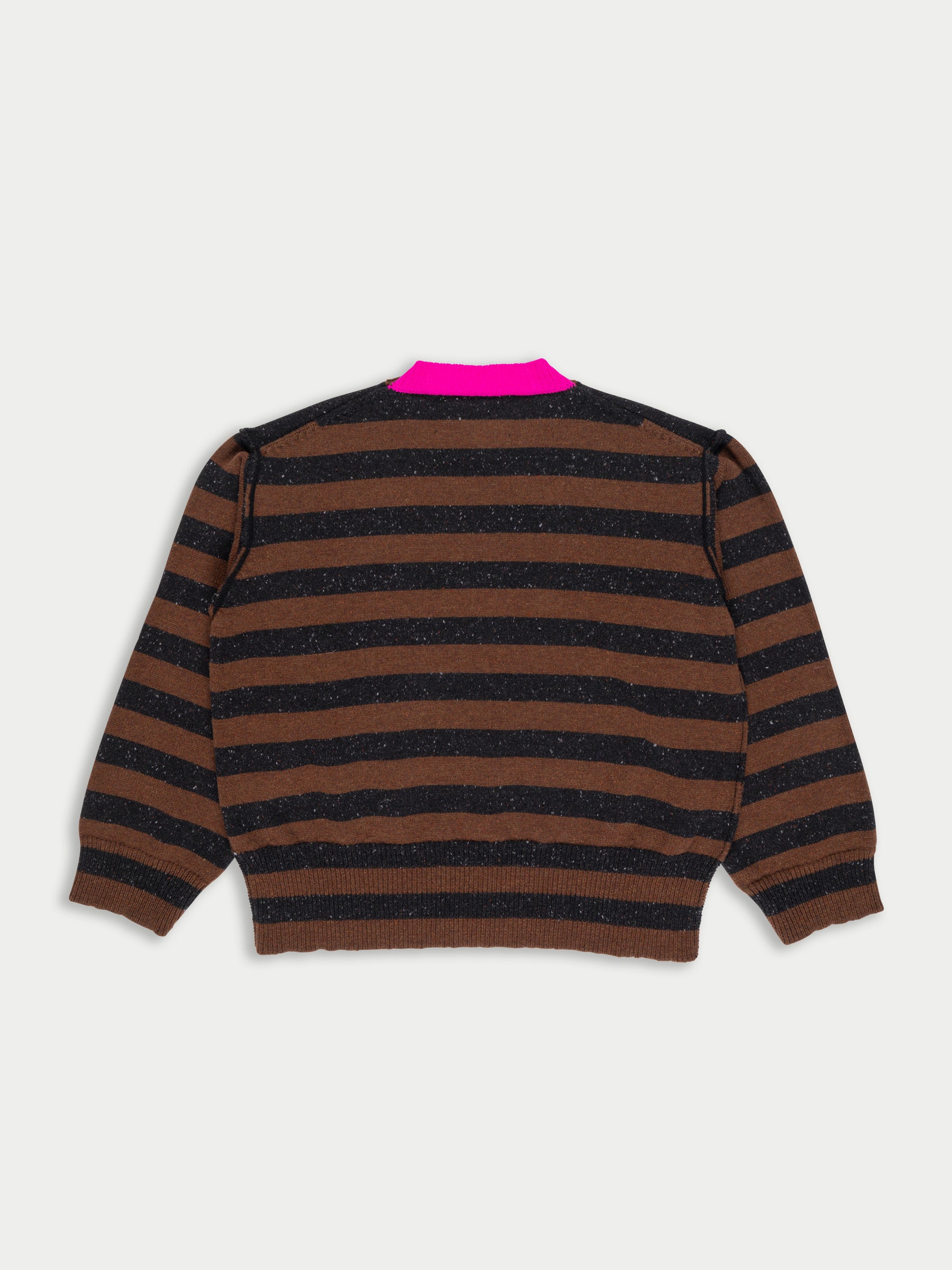 LESLIE Unisex Loose Fit Striped Sweater- Brown/ Black