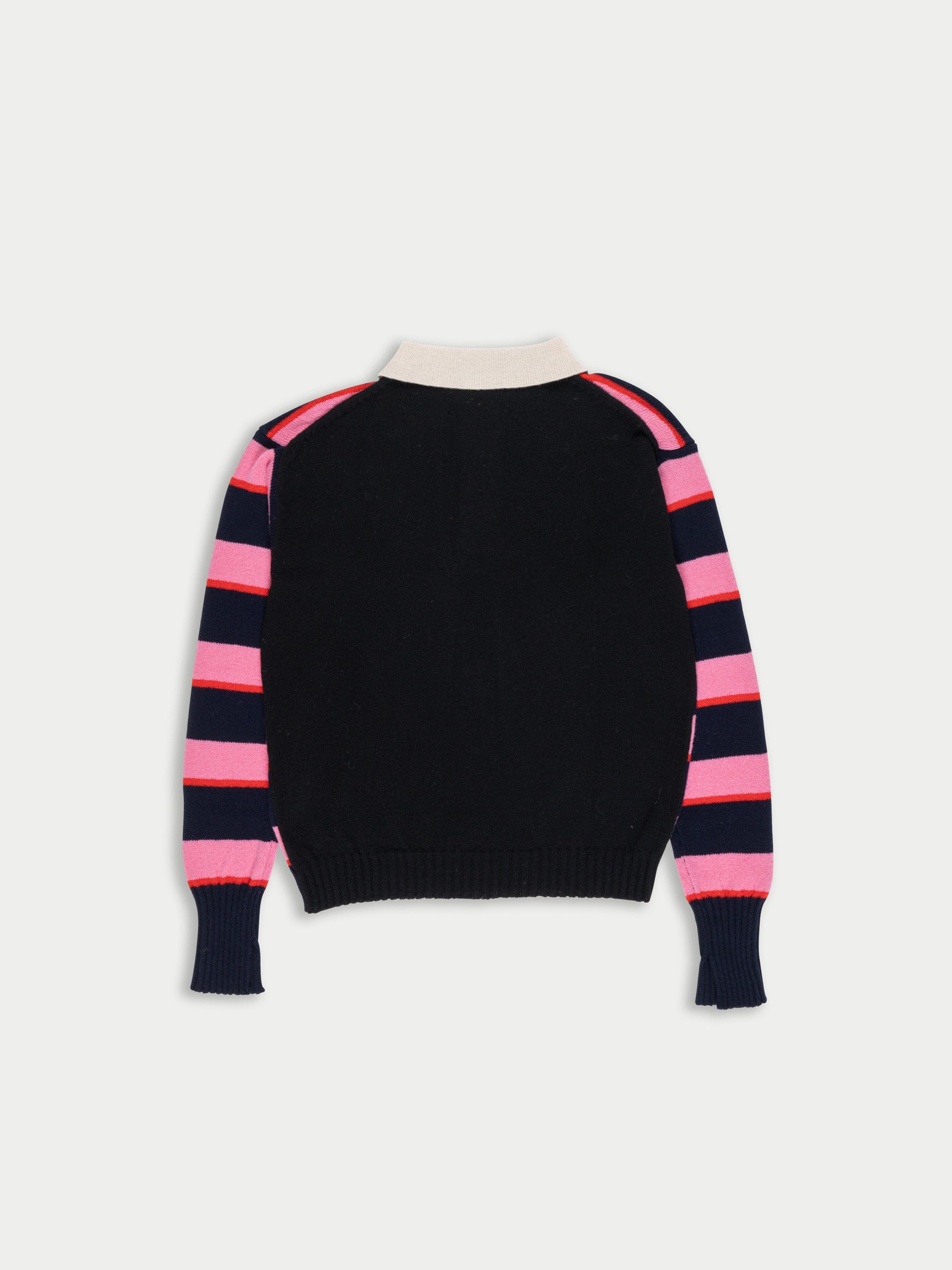 WINIFRED Striped Lambswool Rugby Sweater - Navy/ Pink
