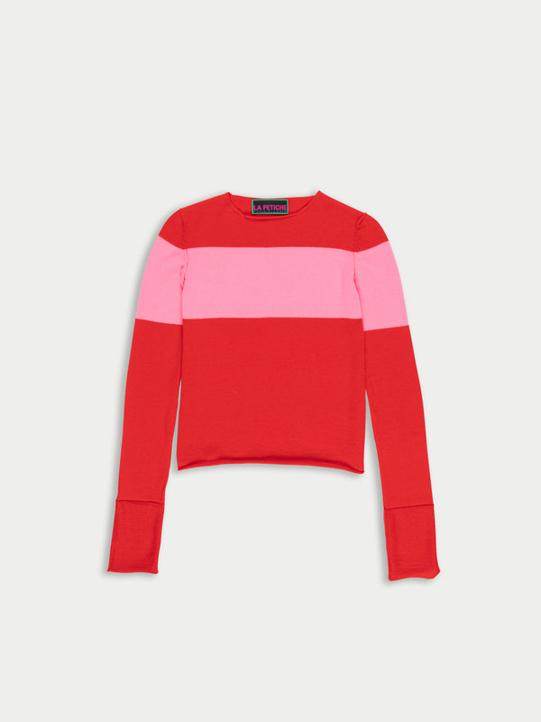 BIRTWELL fitted fine weight sweater - RED / PINK