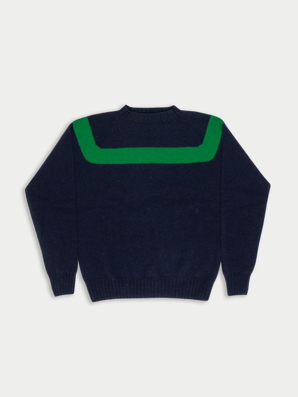 OSSIE Traditional Seam free Sweater - Navy/ Green