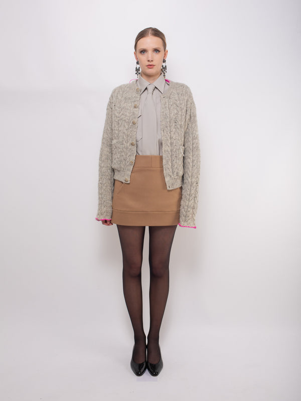 LISETTA Cable Knit Cardigan - Grey