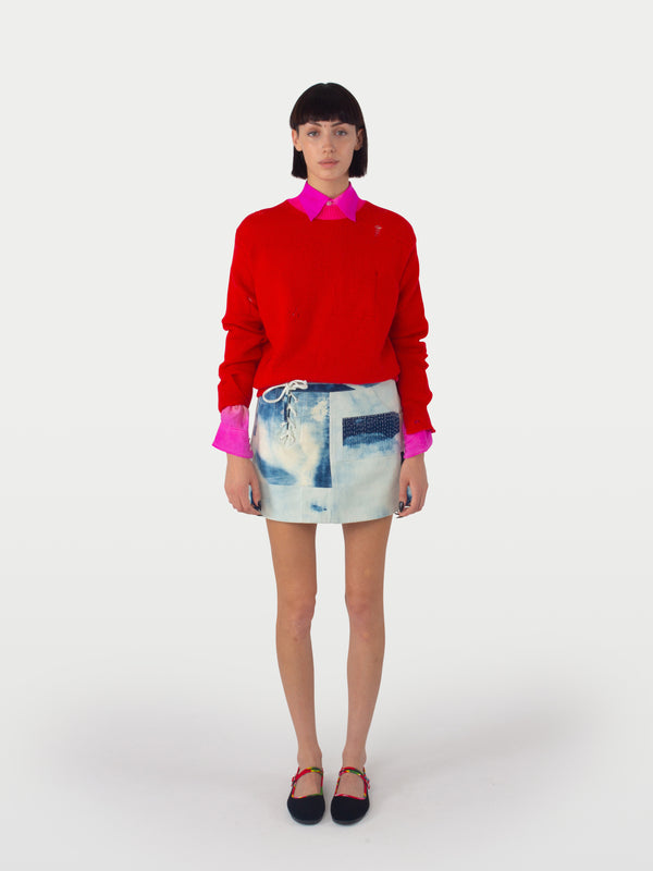 MILLIE Crew Neck Sweater - Red / Neon pink