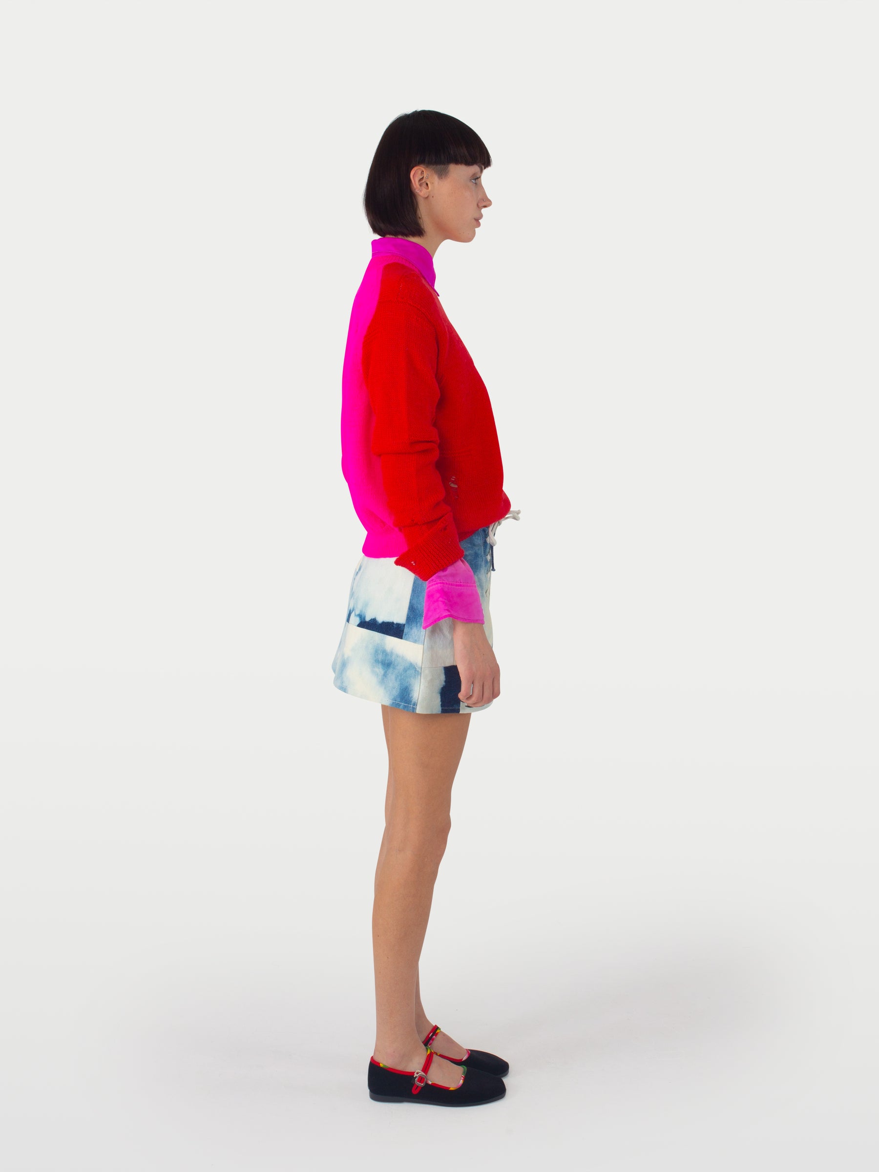 MILLIE Crew Neck Sweater - Red / Neon pink