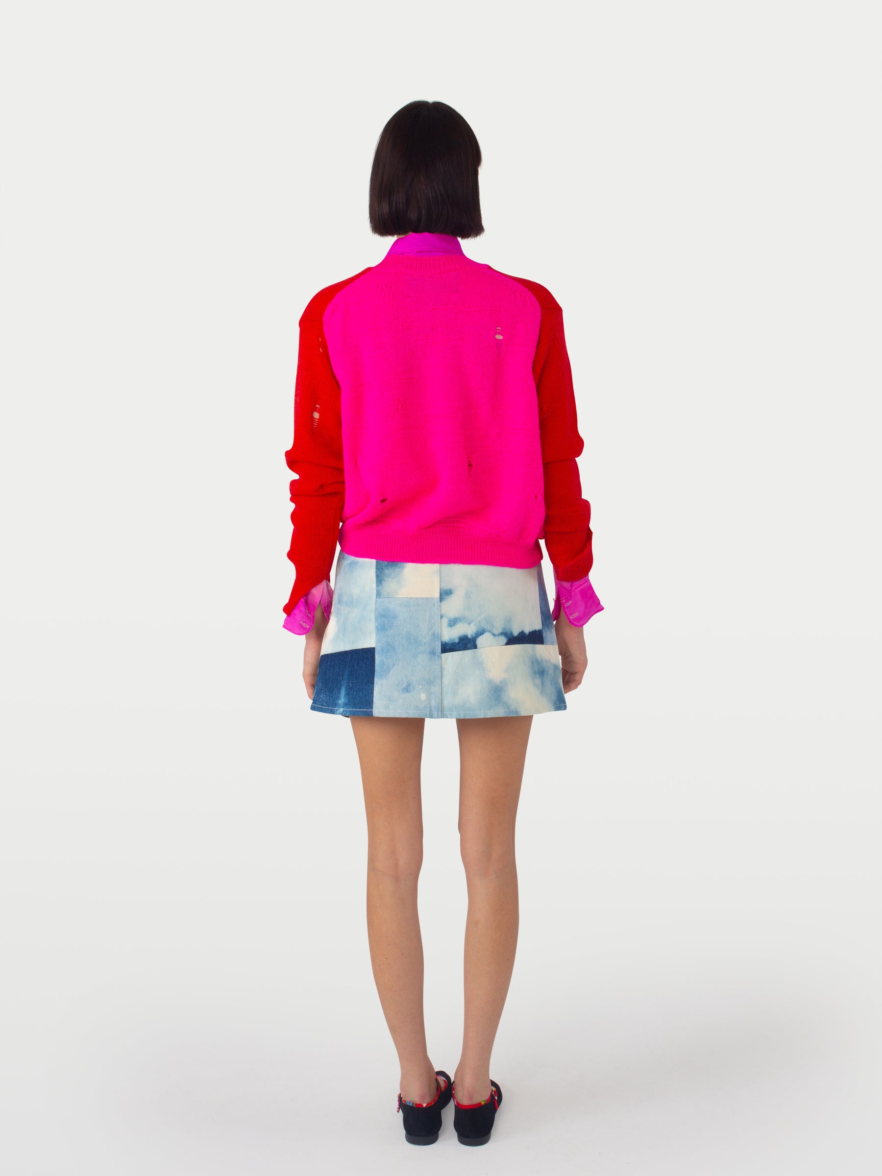 MILLIE Crew Neck Sweater - Red / Neon pink