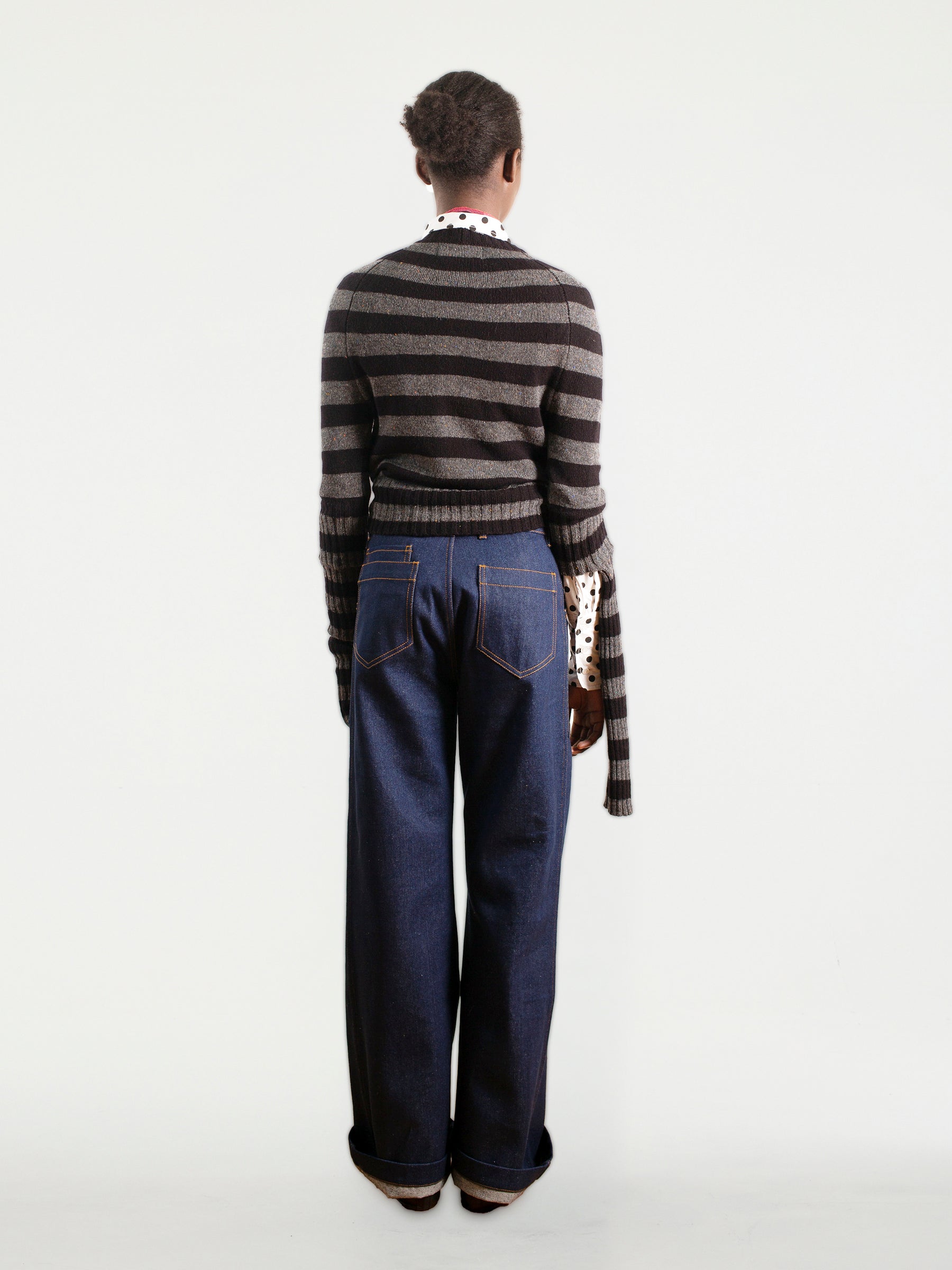 STEVIE Skinny Striped Sweater - Grey / Black