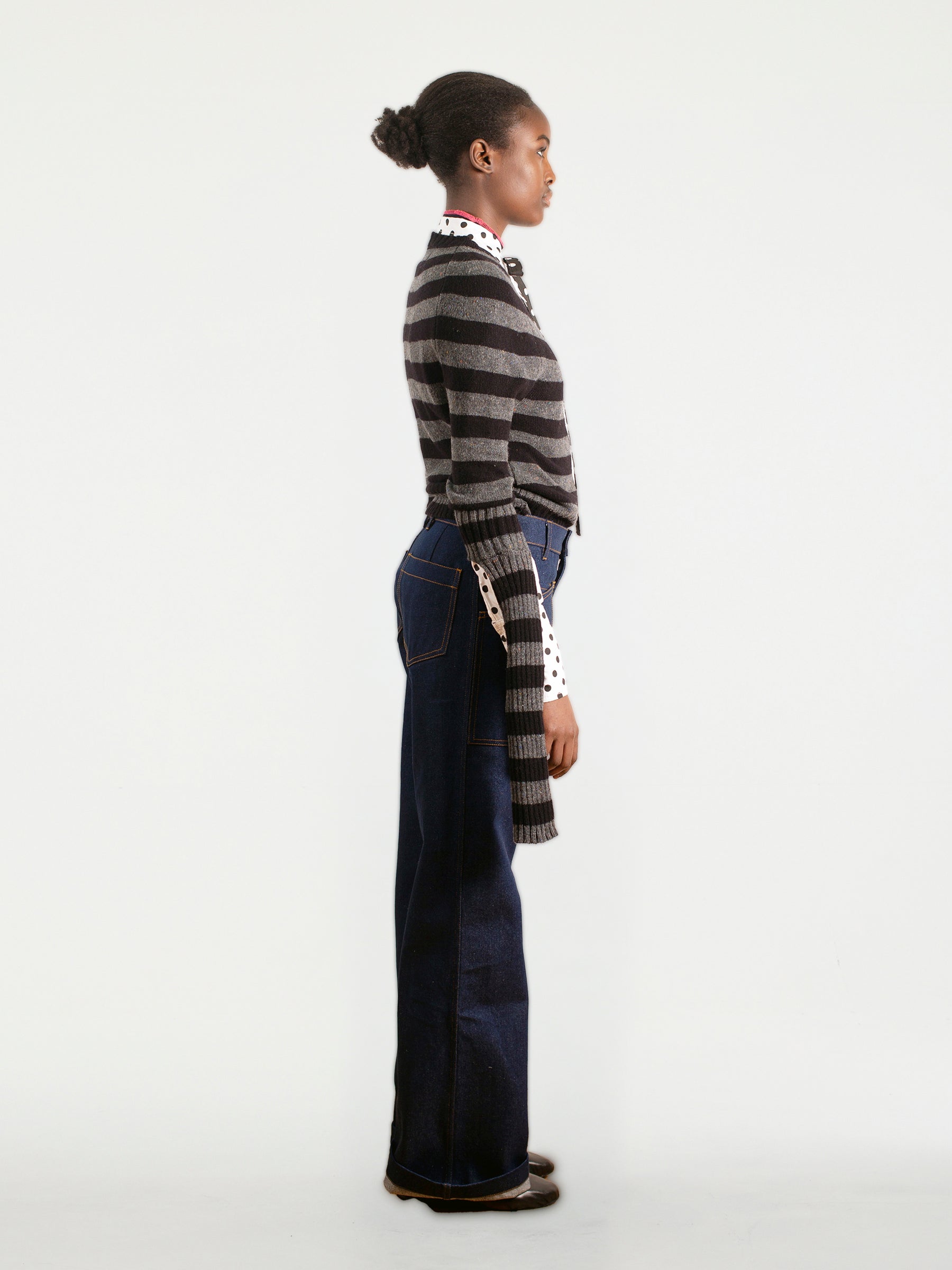 STEVIE Skinny Striped Sweater - Grey / Black
