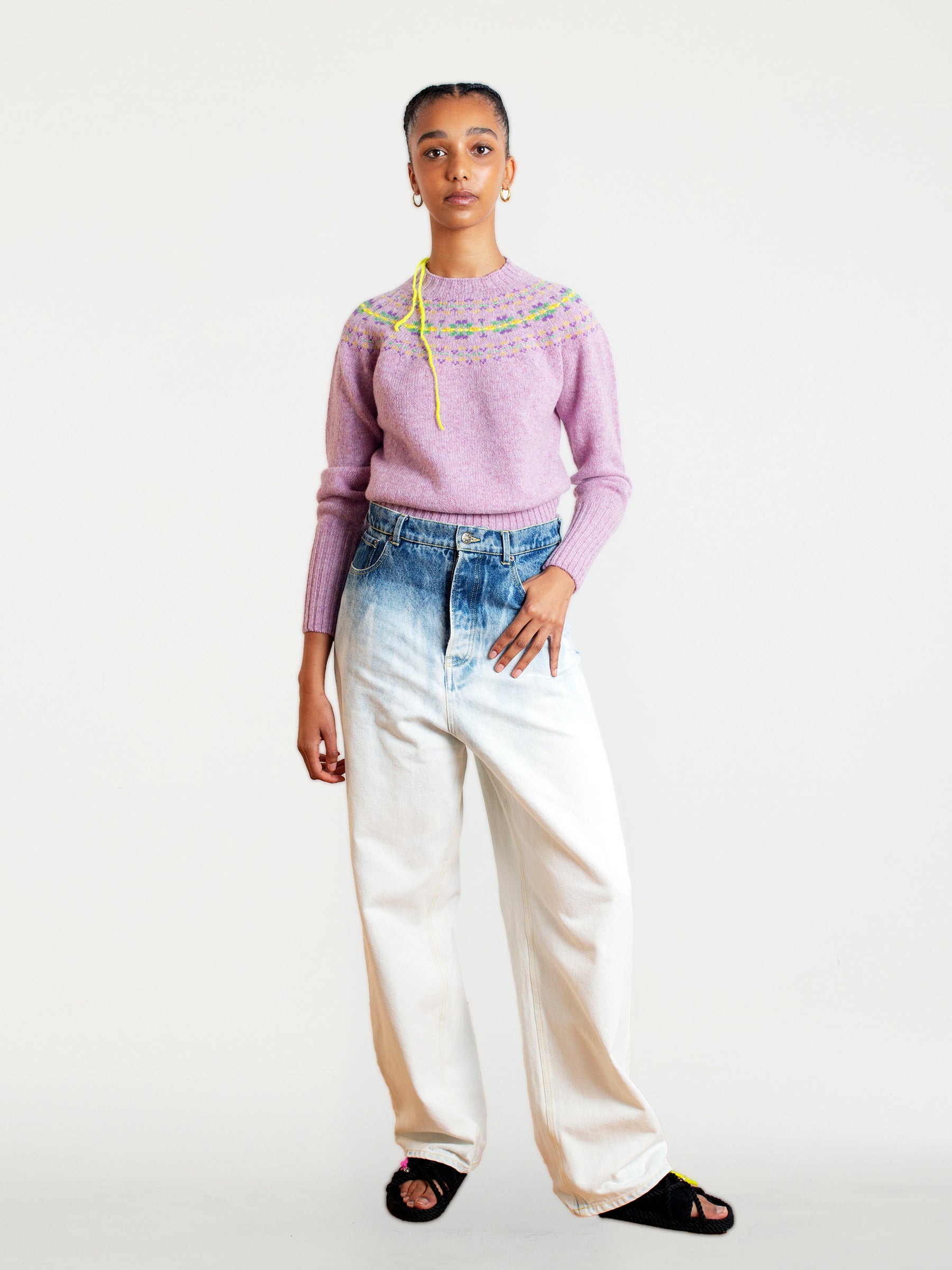 BARBARA Fairisle Shetland Sweater - Lilac