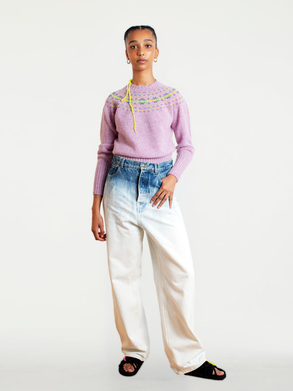 BARBARA Fairisle Shetland Sweater - Lilac