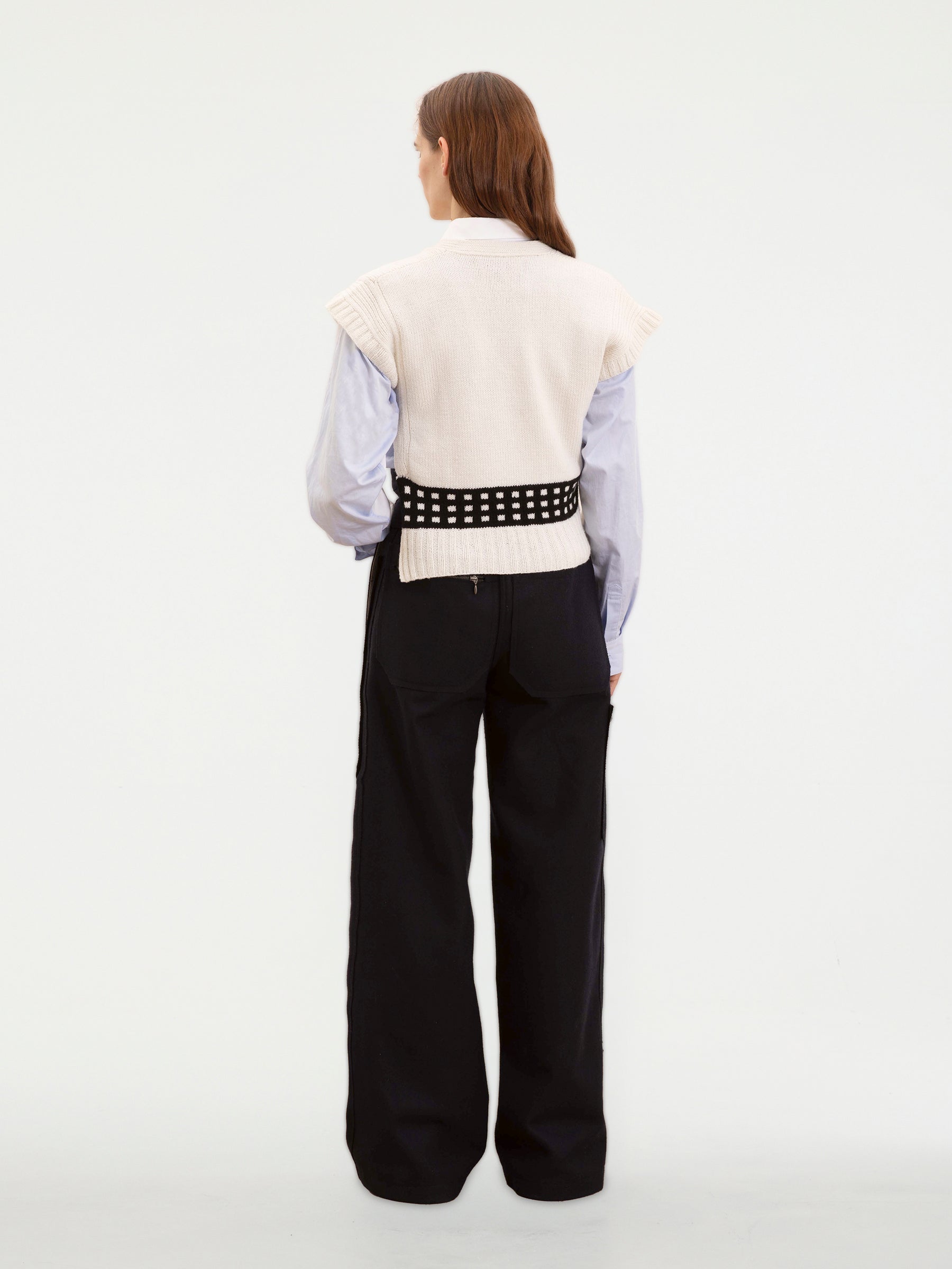 DAVID raw-cut Felt Sailor Pants With Military D Ring Belt - Navy Felt