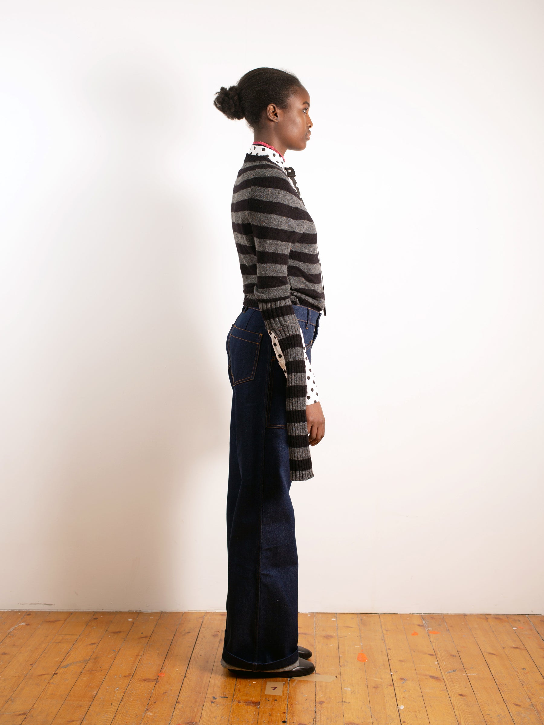 STEVIE Skinny Striped Sweater - Grey / Black
