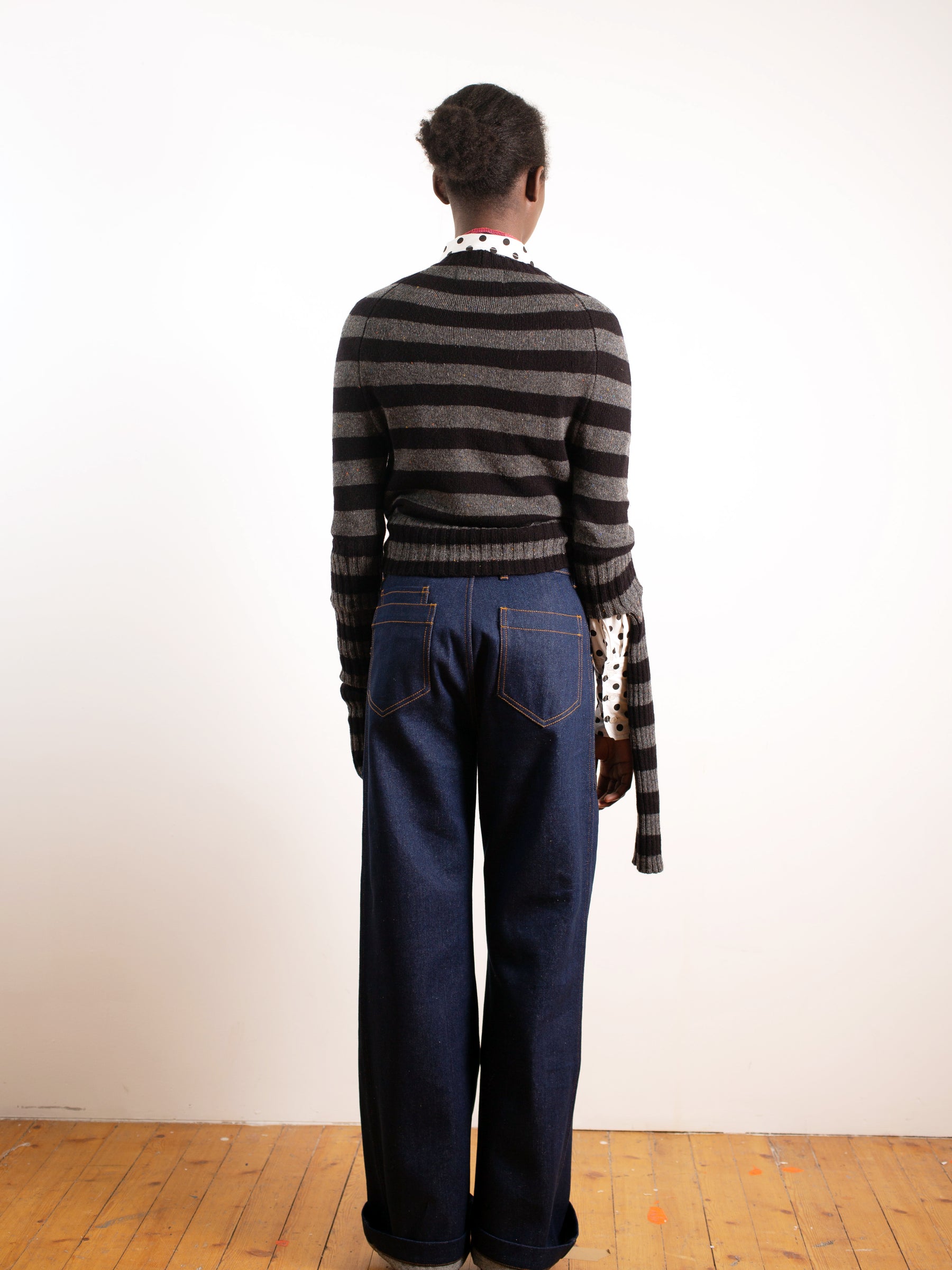 STEVIE Skinny Striped Sweater - Grey / Black