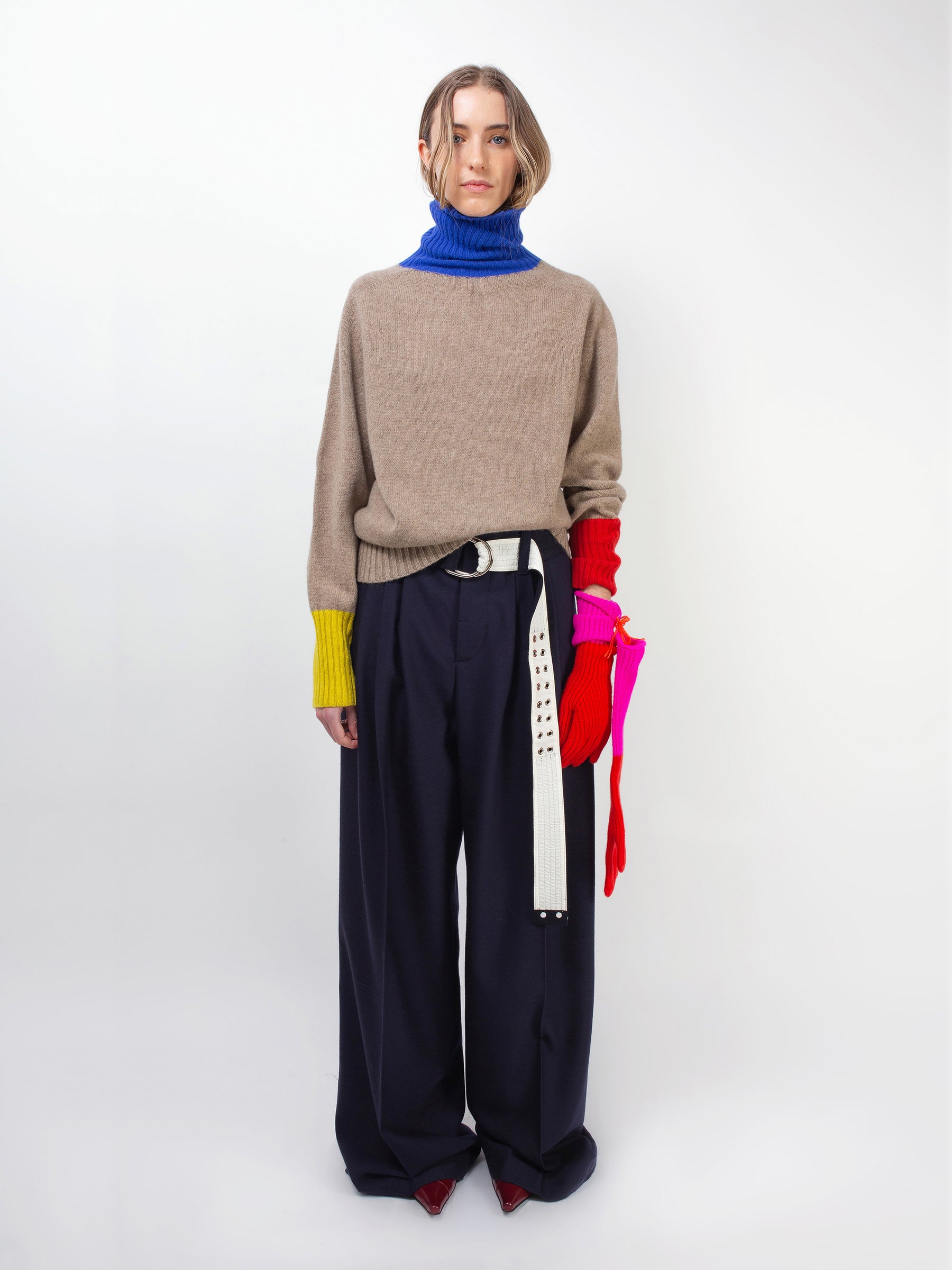 RUDI X Oversized Seam-Free Polo Sweater - Dark Natural